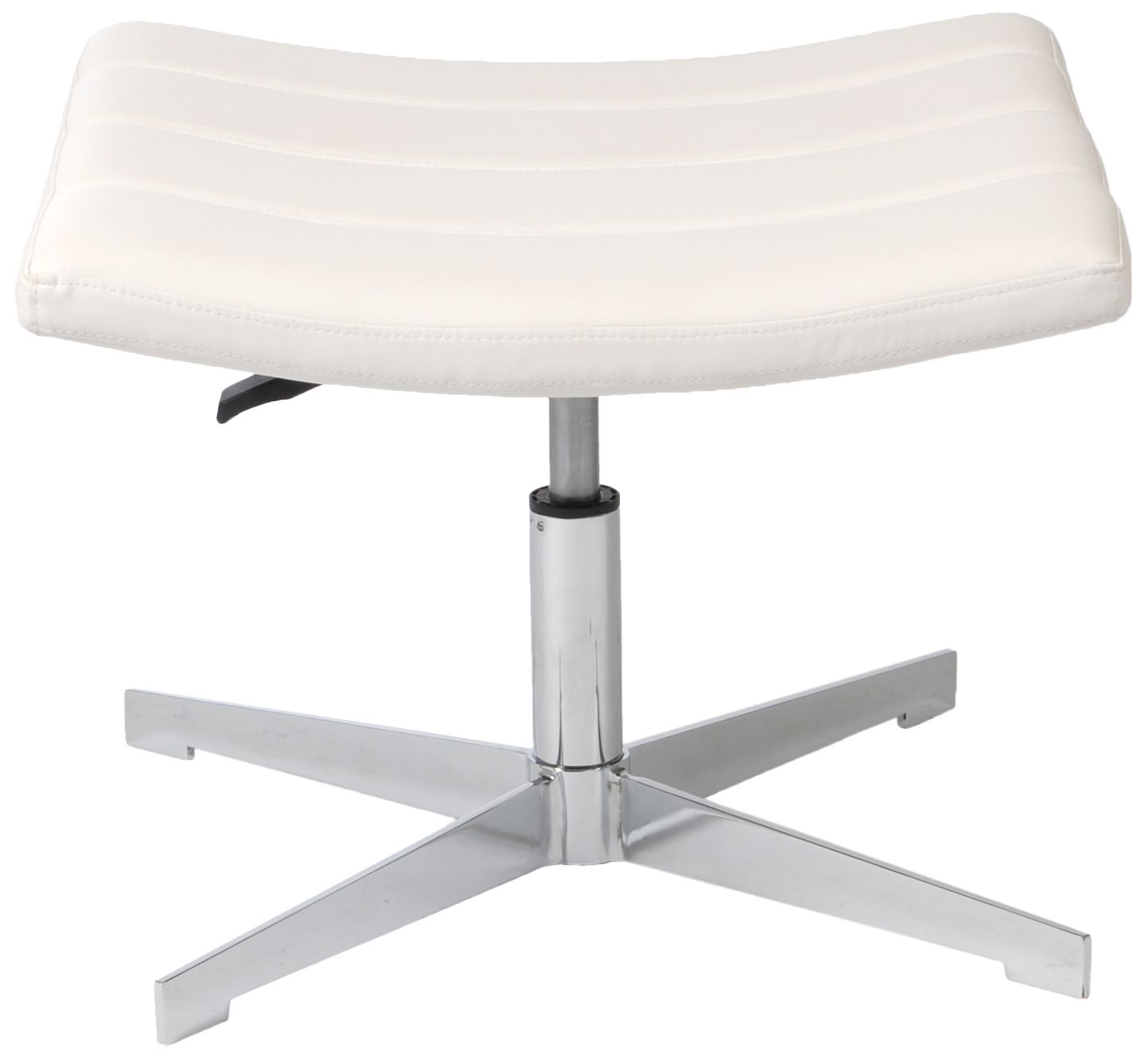 Domino White Leatherette and Chrome Ottoman