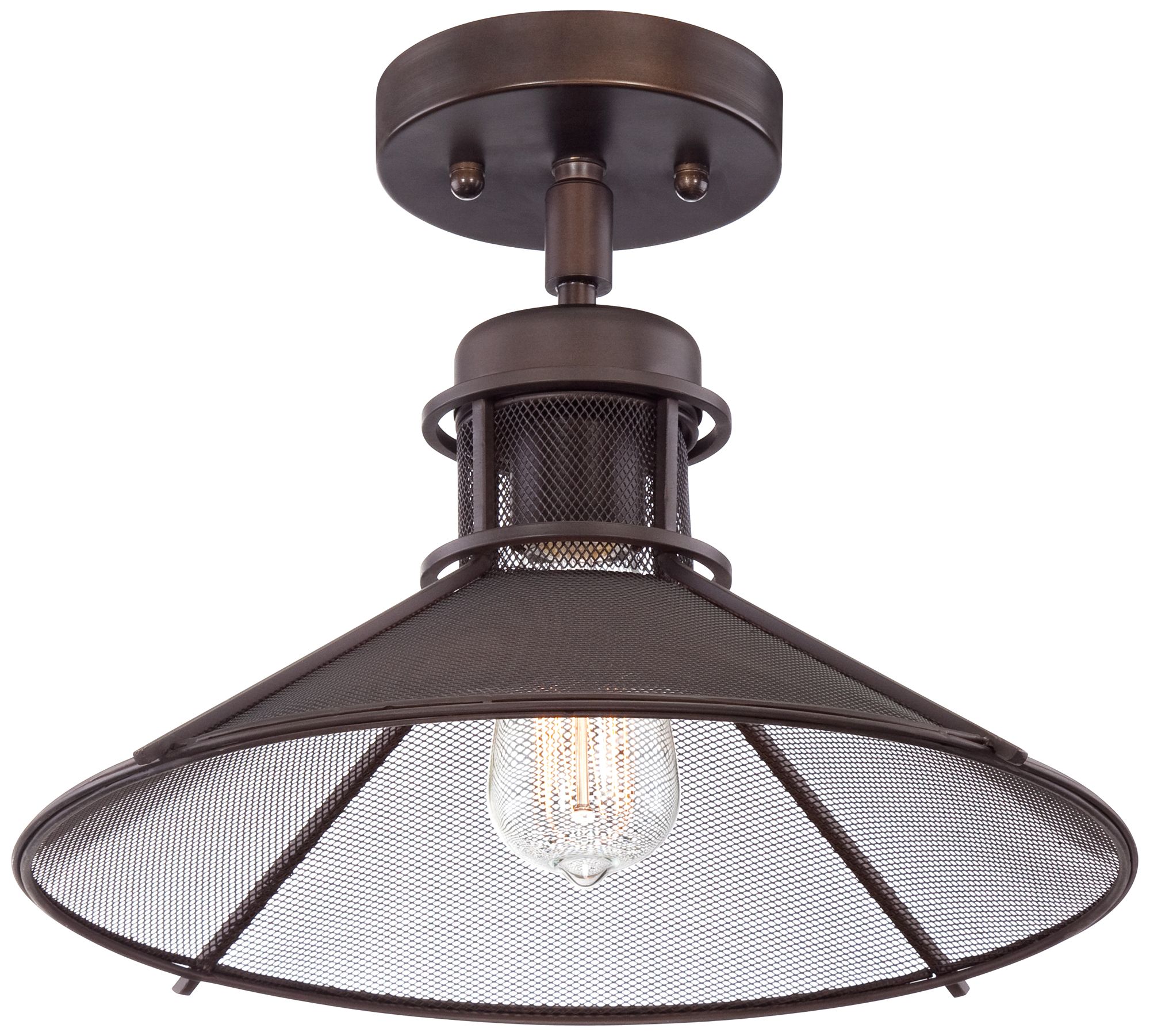 Glasgow Industrial 14" Wide Oil-Rubbed Bronze Ceiling Light