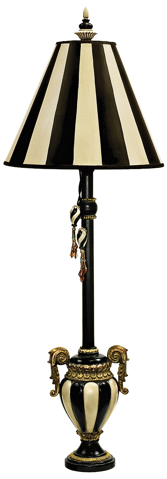 Carnival Stripe Black and White Urn Table Lamp