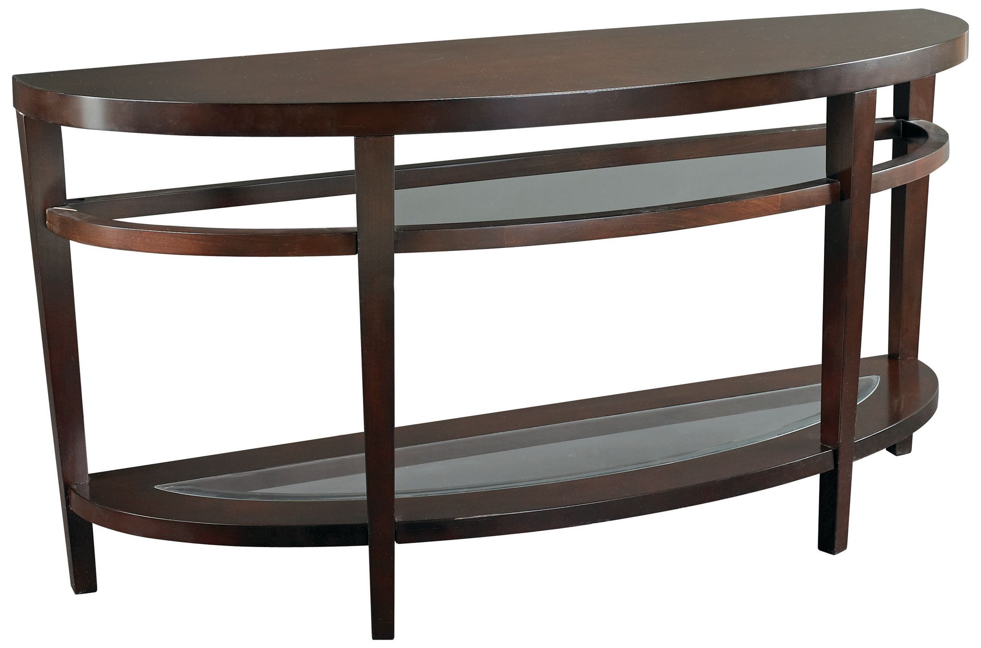 Urbana Semi-Circle Glass and Wood Sofa Table