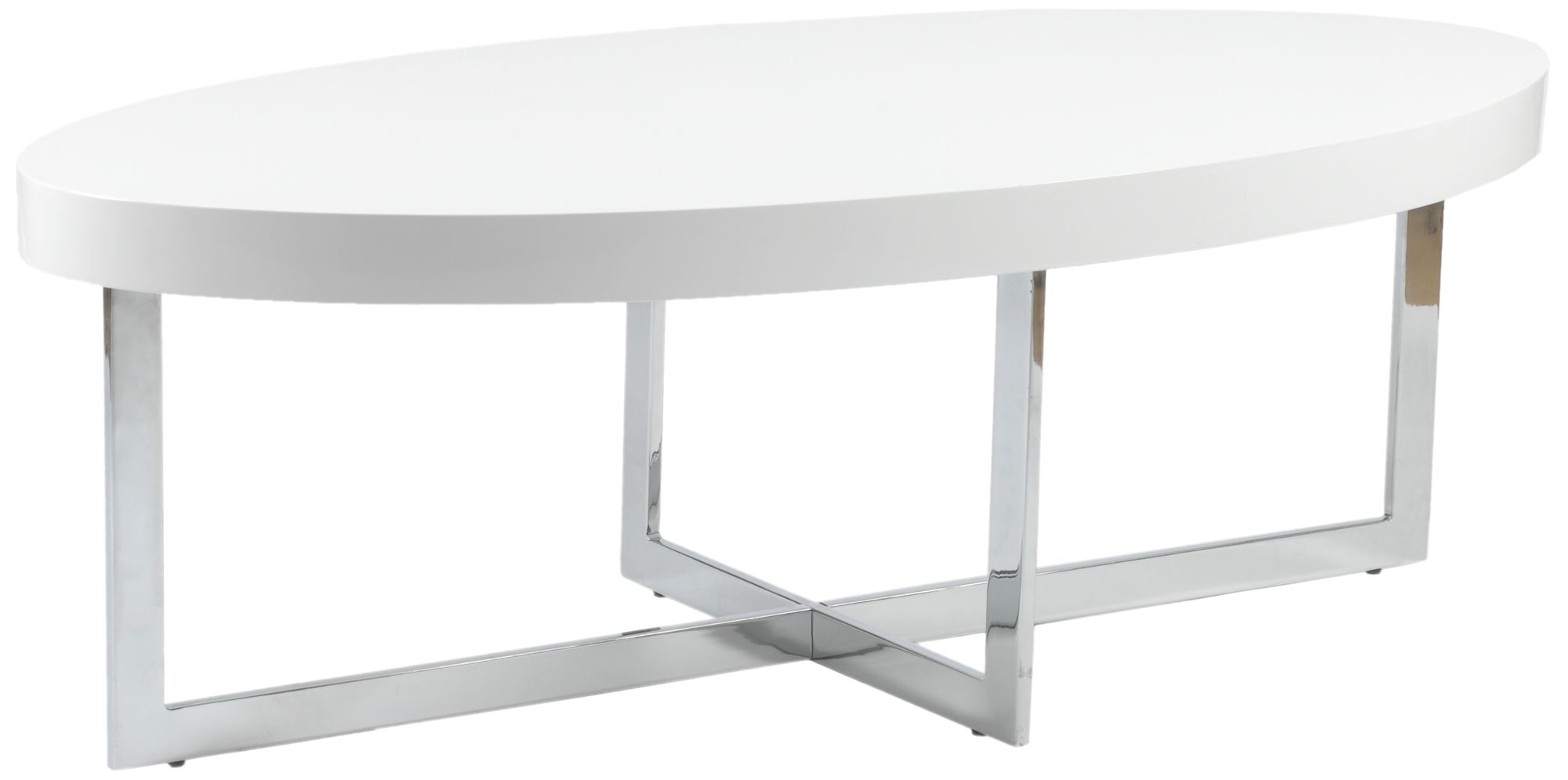 Oliver Oval Chrome and High-Gloss White Coffee Table