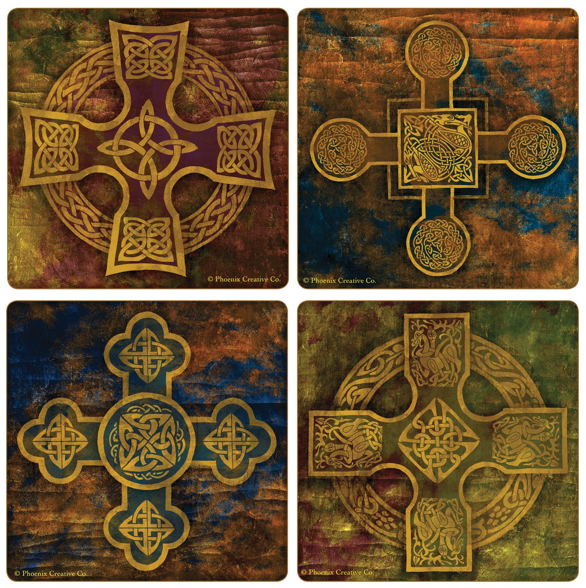 Hindostone Set of 4 Celtic Crosses I Coasters