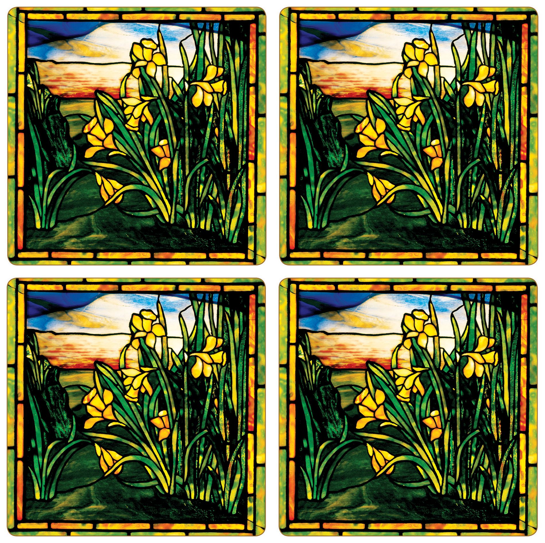 Hindostone Set of 4 Daffodils Window Coasters