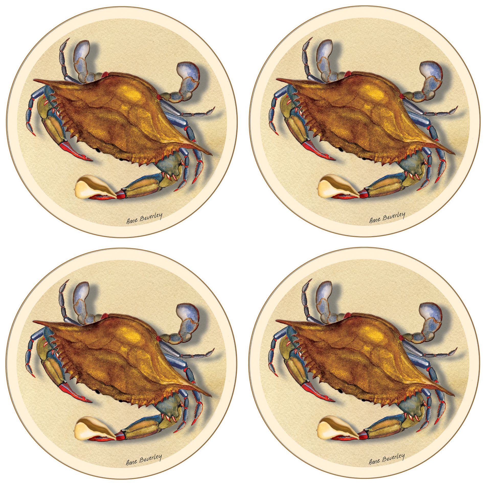 Hindostone Set of 4 Blue Crab Coasters