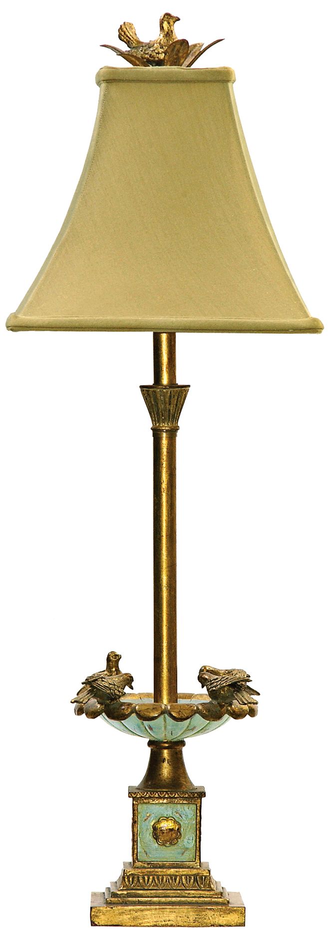 Bird Bath Gold Leaf and Grantsmoth Candle Table Lamp