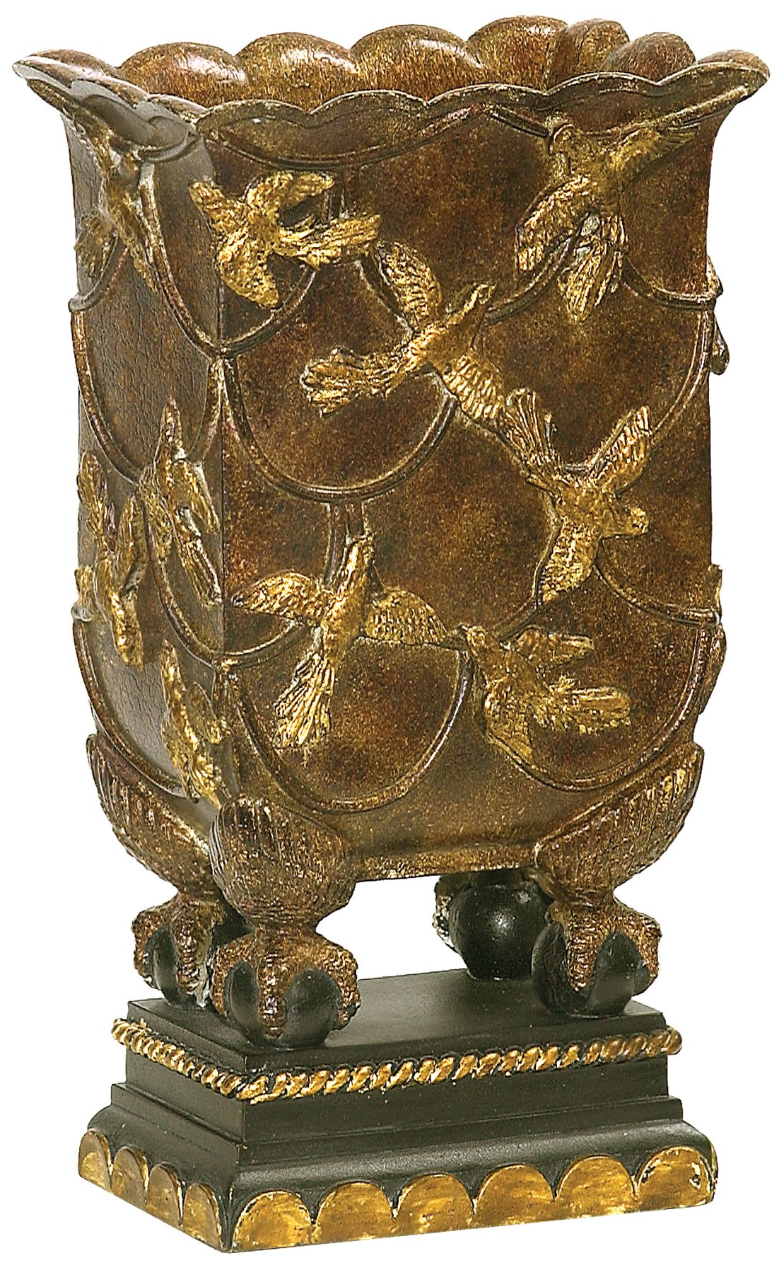 Aviary Black and Antique Gold Mantle Vase