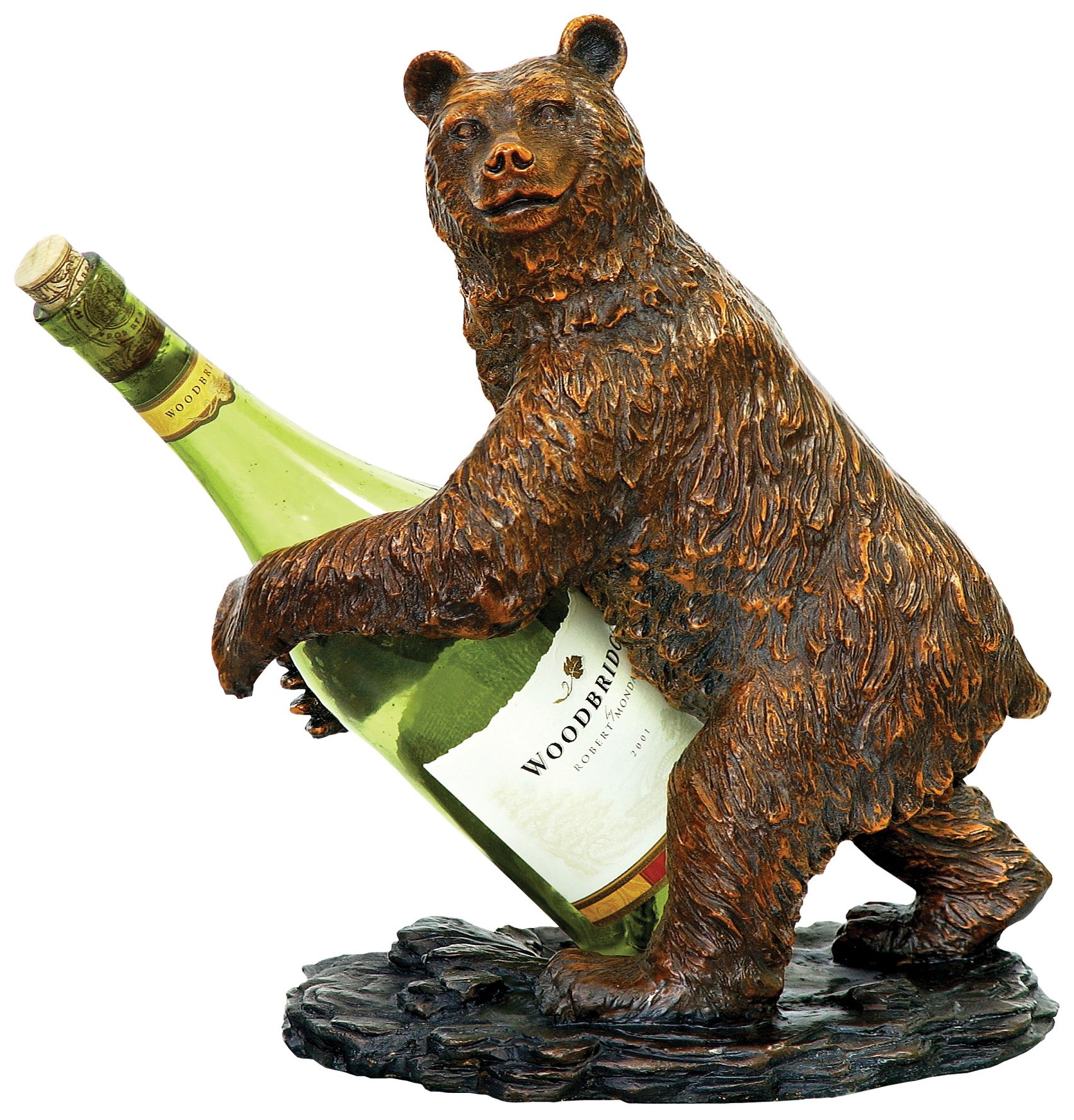 Brown and Black Bear Wine Holder