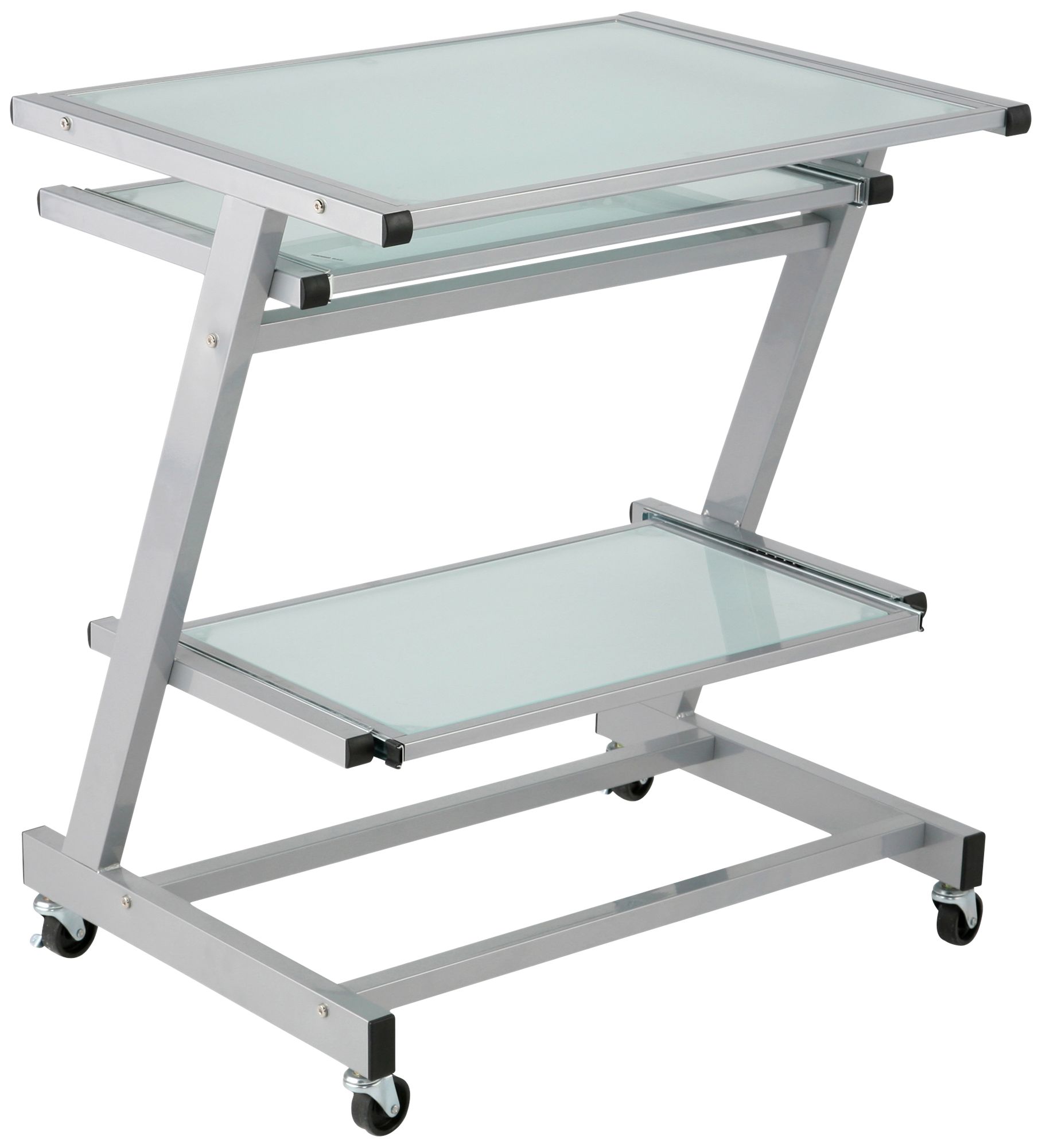 Zeus Frosted Glass Aluminum Computer Cart