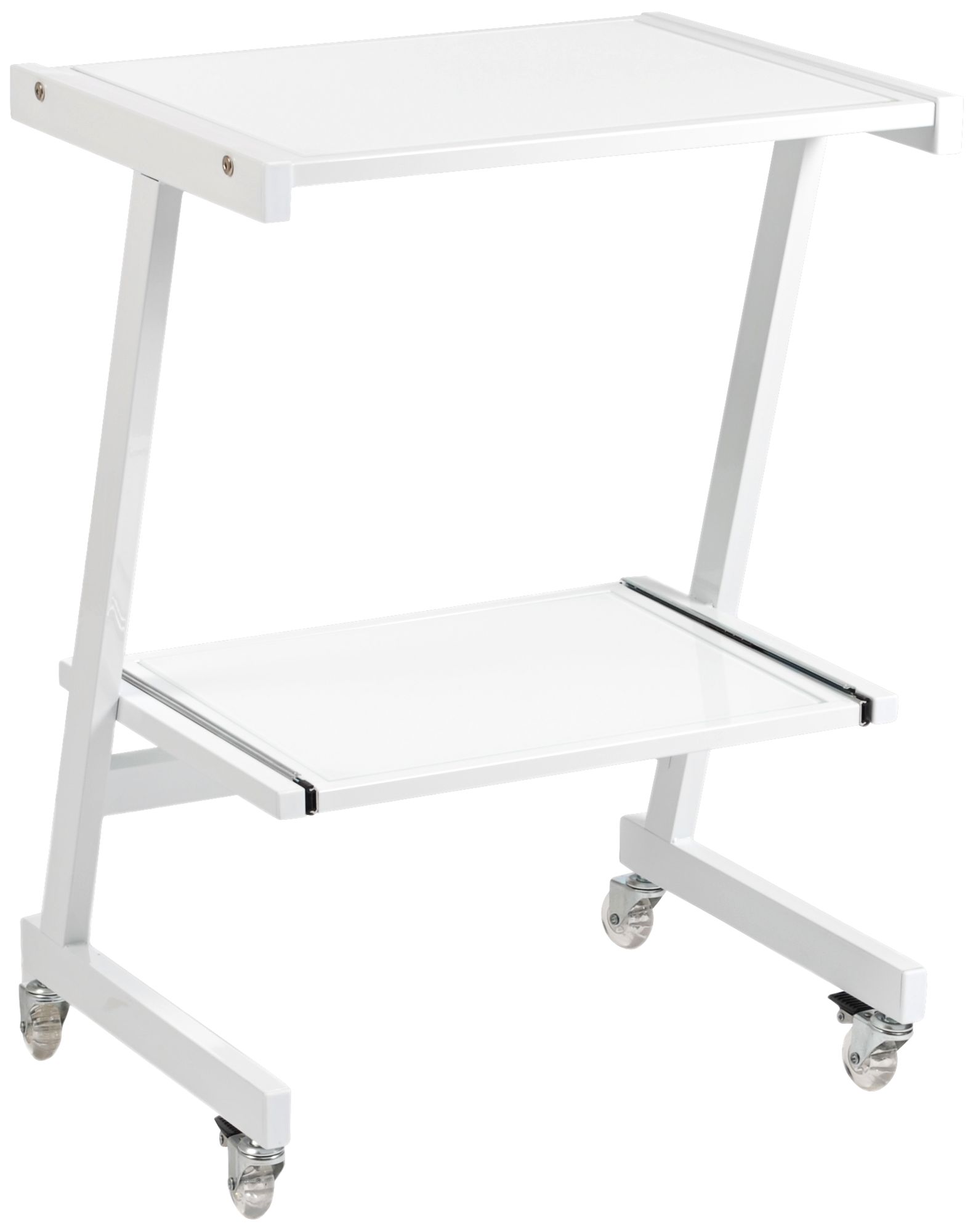 Luigi Glass and Steel White Laptop Cart