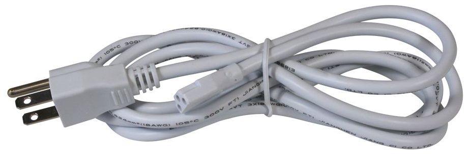 Complete White 6" Long Under Cabinet Power Cord