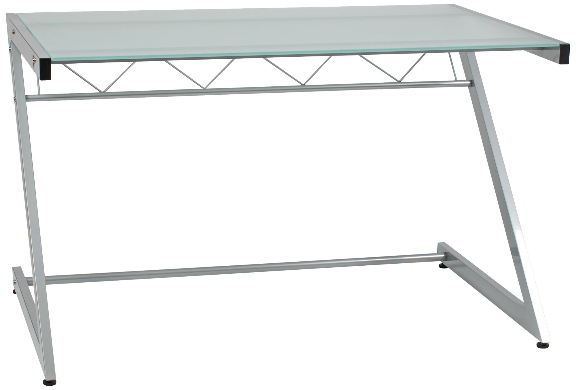 Zeus Deluxe Medium Frosted Glass Aluminum Shelf Desk