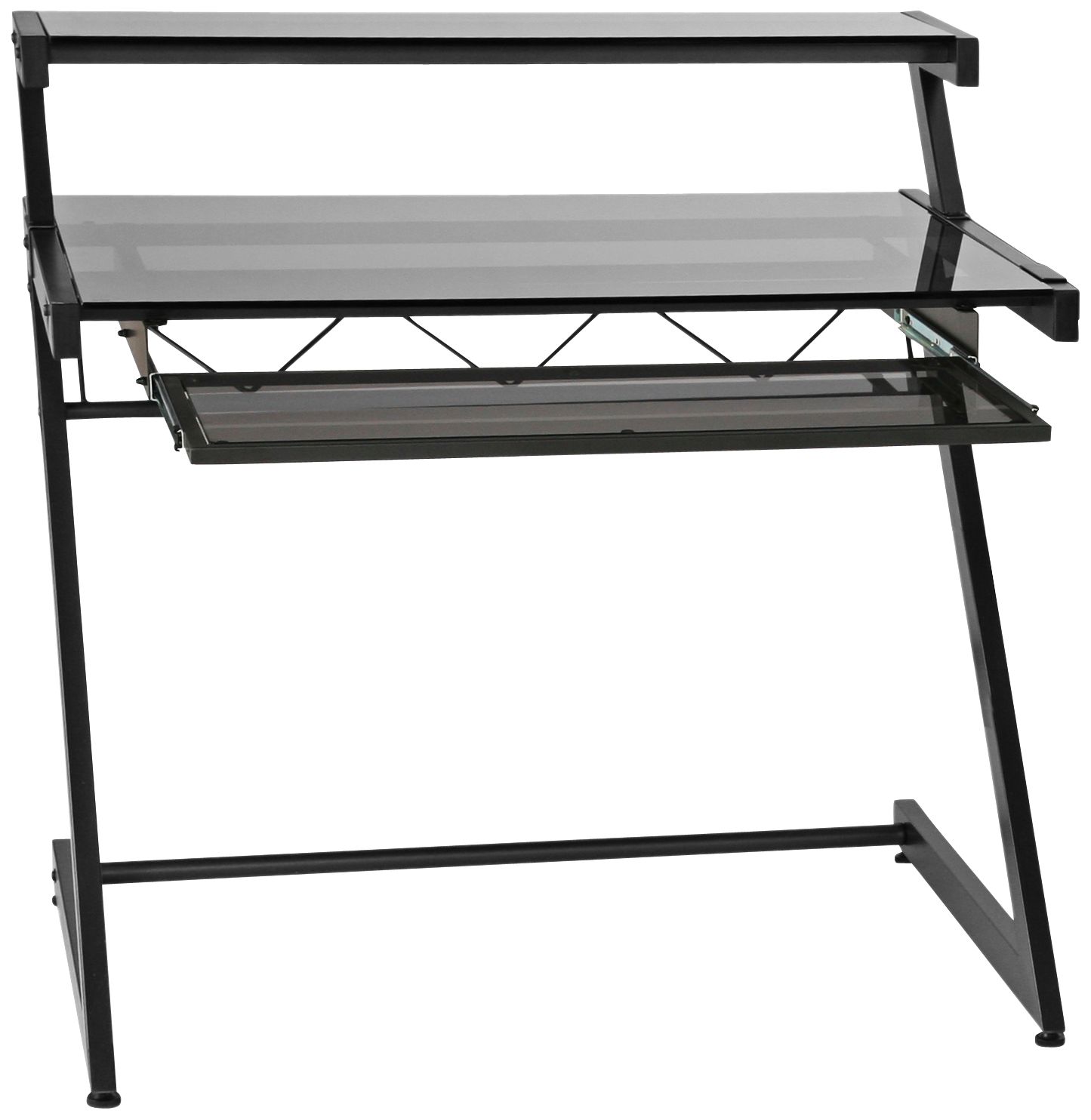 Zeus Deluxe Medium Smoked Glass Graphite Shelf Desk