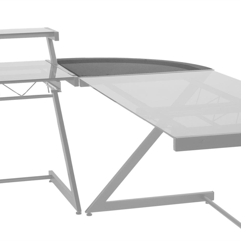 Zeus Deluxe Smoked Glass Graphite Rounded Desk Corner