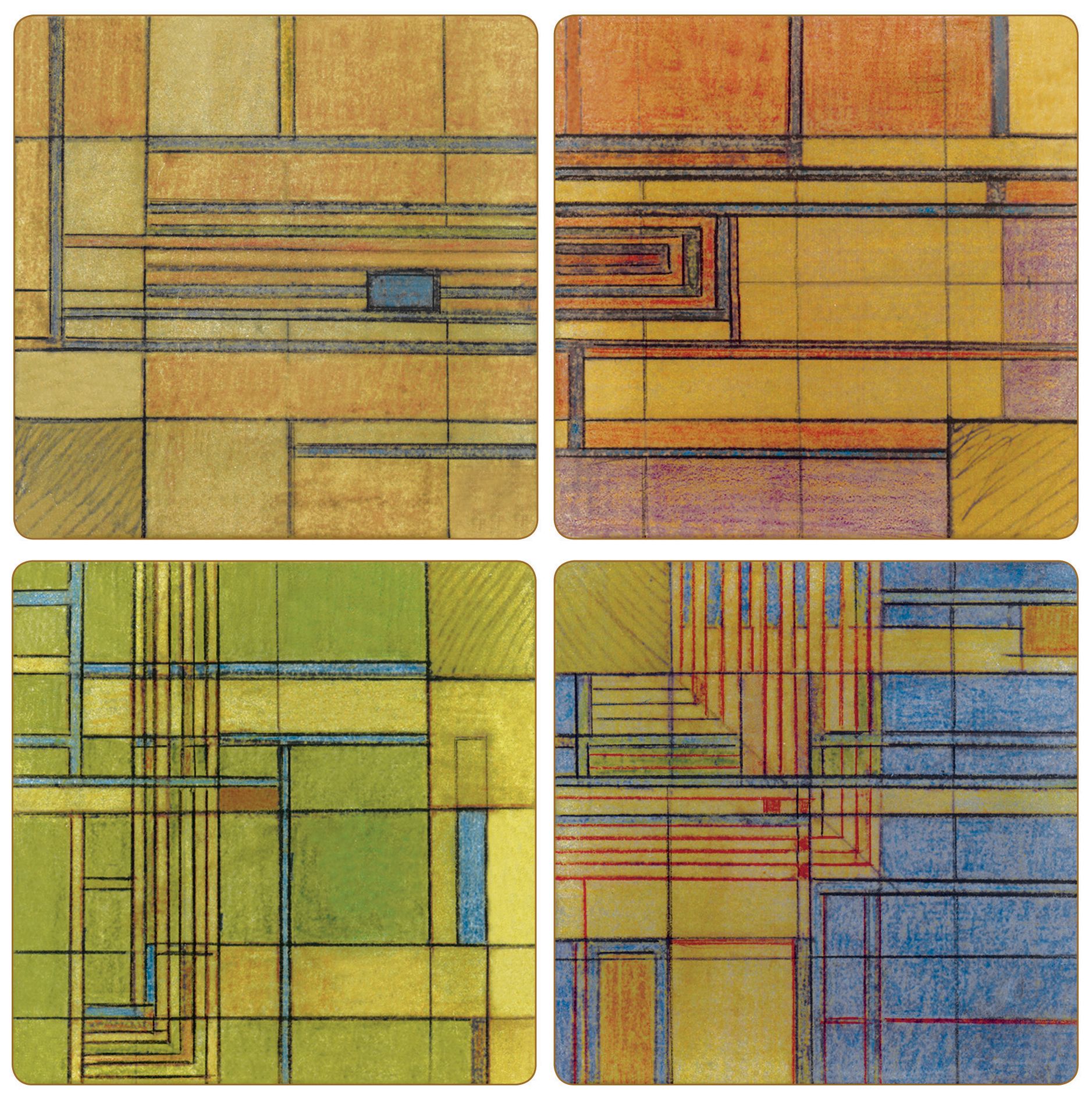 Hindostone Set of 4 Hillside Rug Coasters