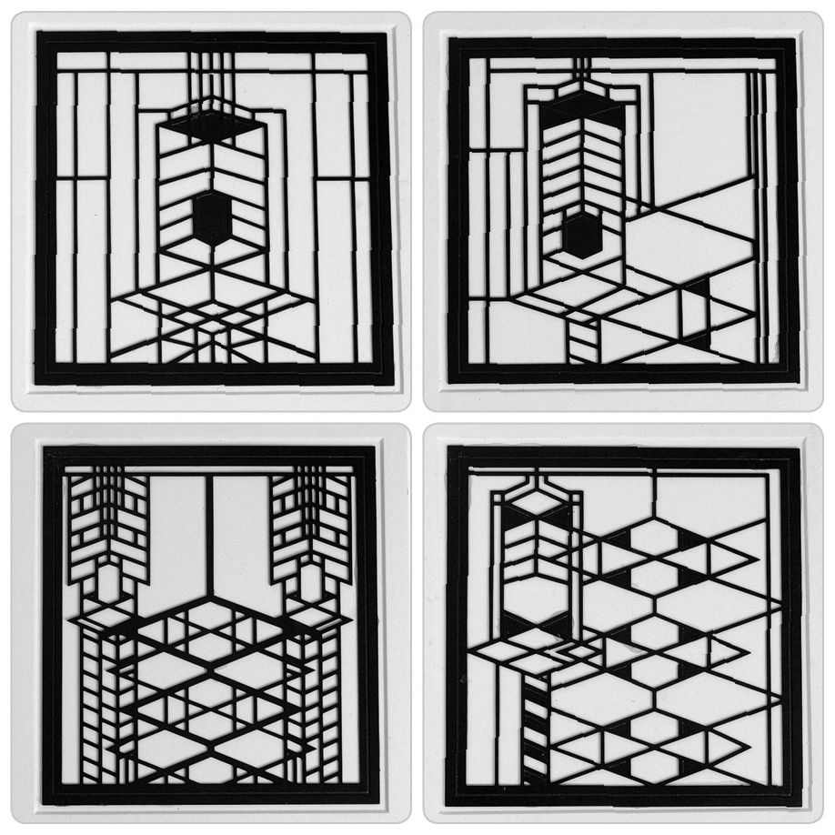 Hindostone Set of 4 Robie House Metal Inserts Coasters
