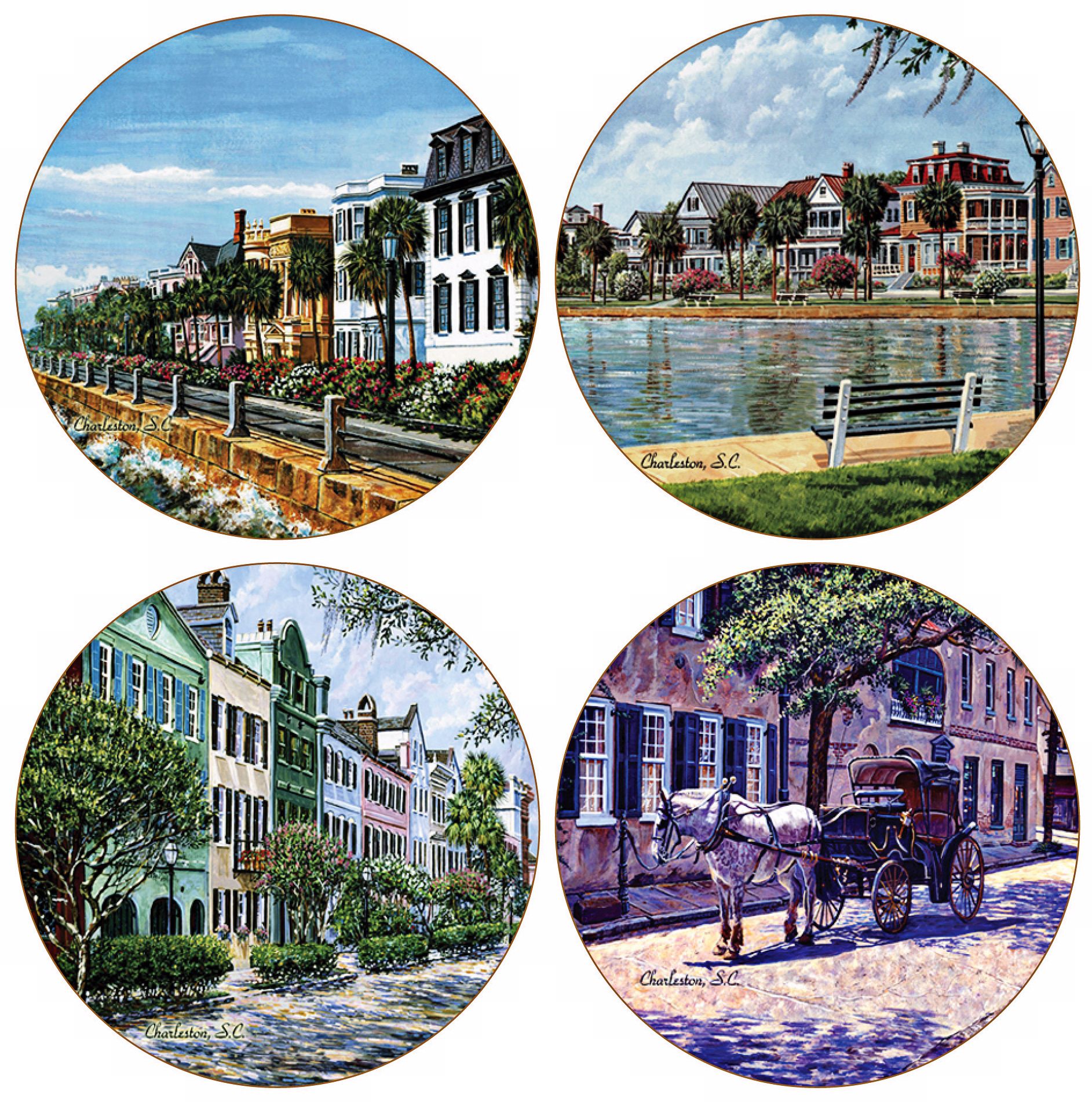 Hindostone Set of 4 Charleston Coasters