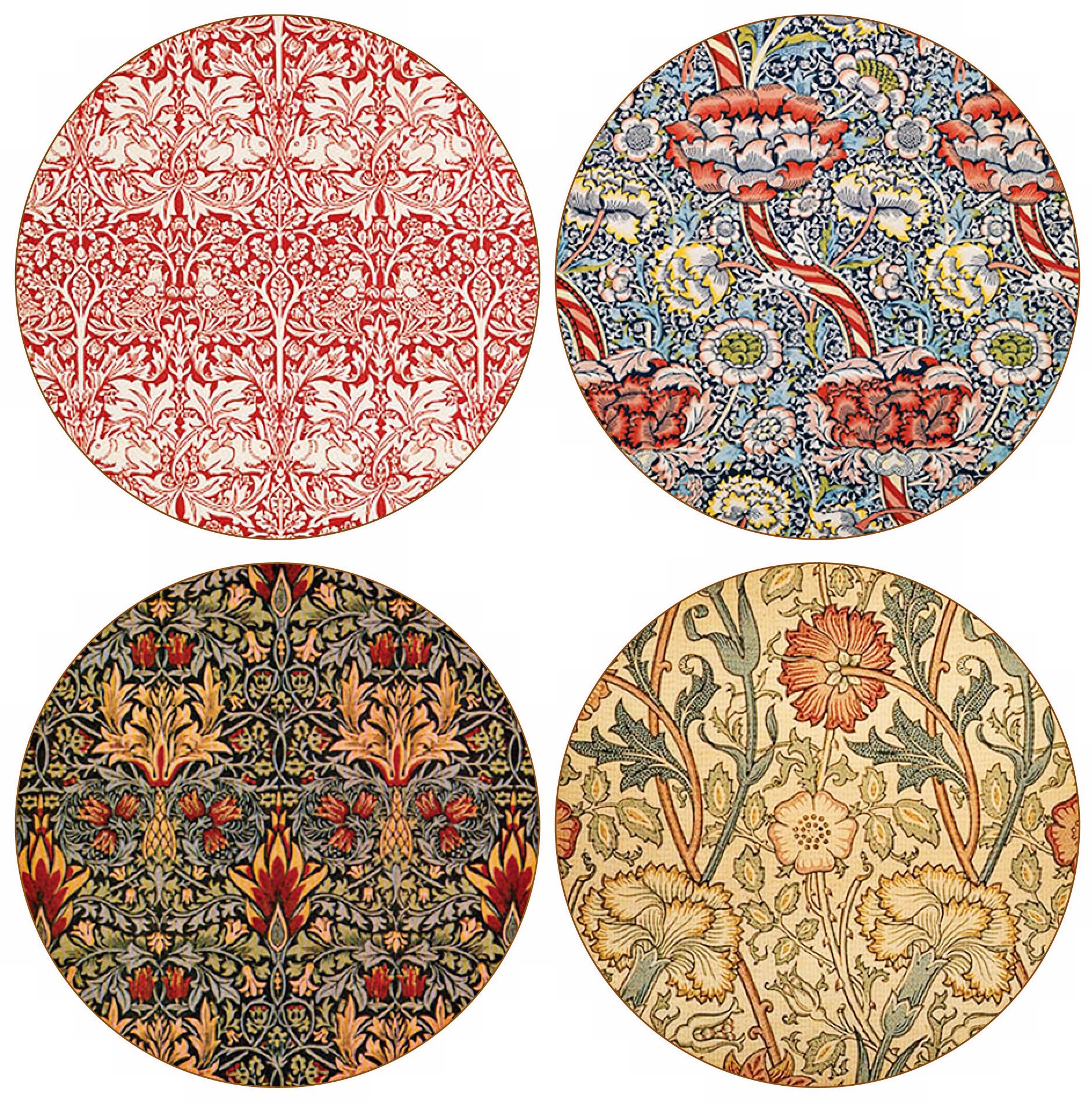 Hindostone Set of 4 William Morris Textiles Coasters
