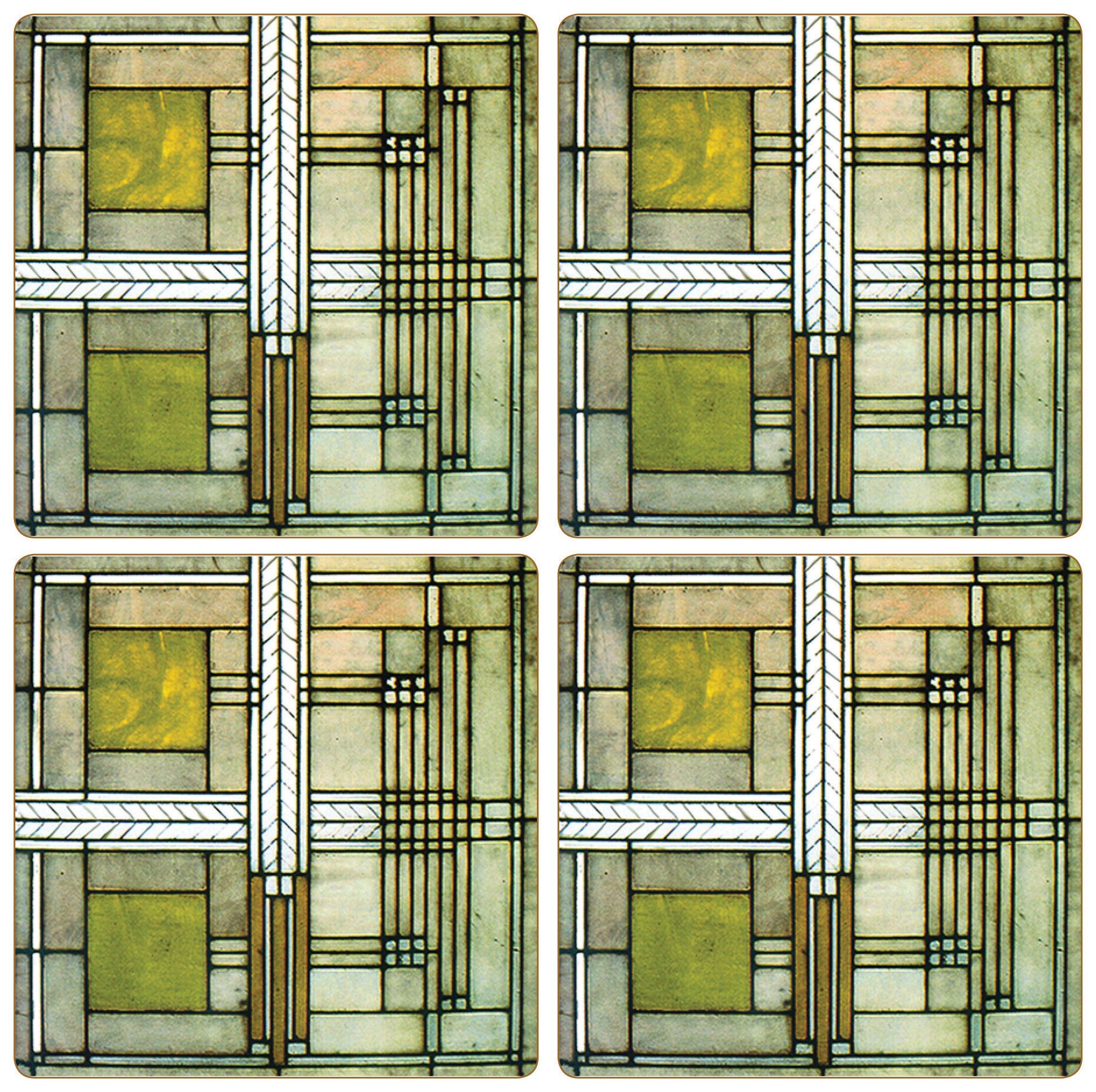 Set of 4 Frank Lloyd Wright Willits Square Coasters