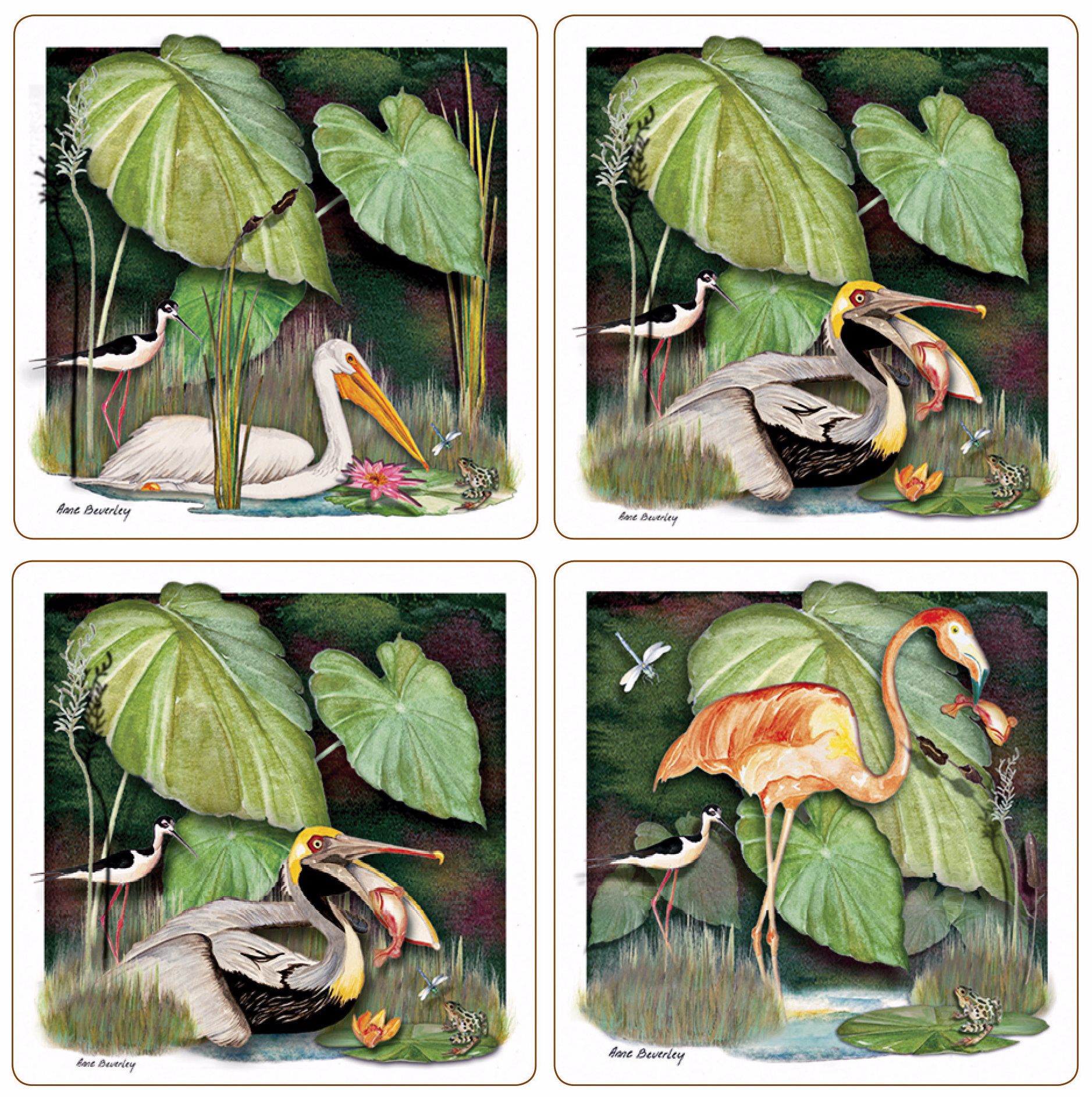 Hindostone Set of 4 Sandstone Birds Coasters