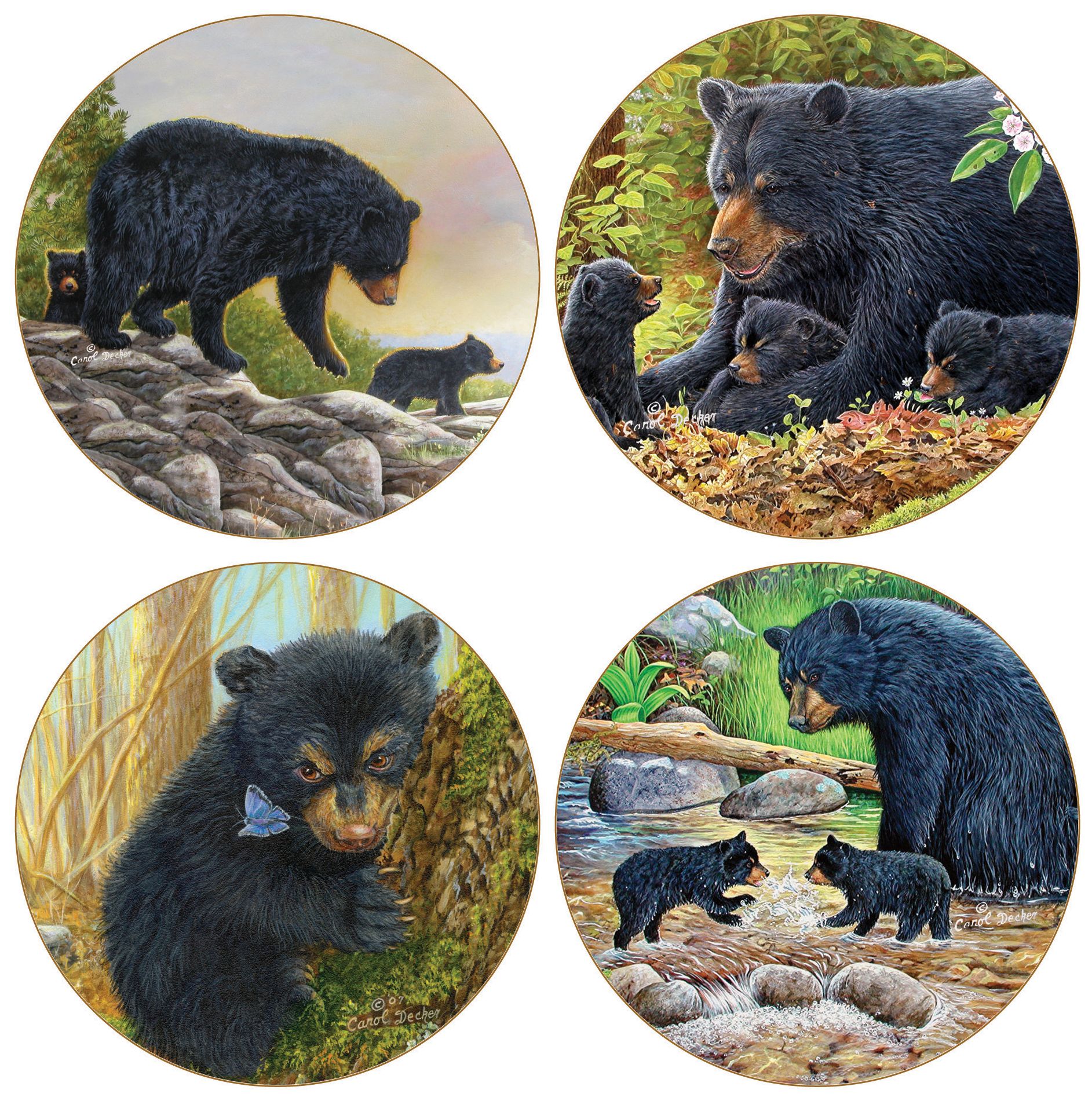 Hindostone Set of 4 Black Bears Coasters
