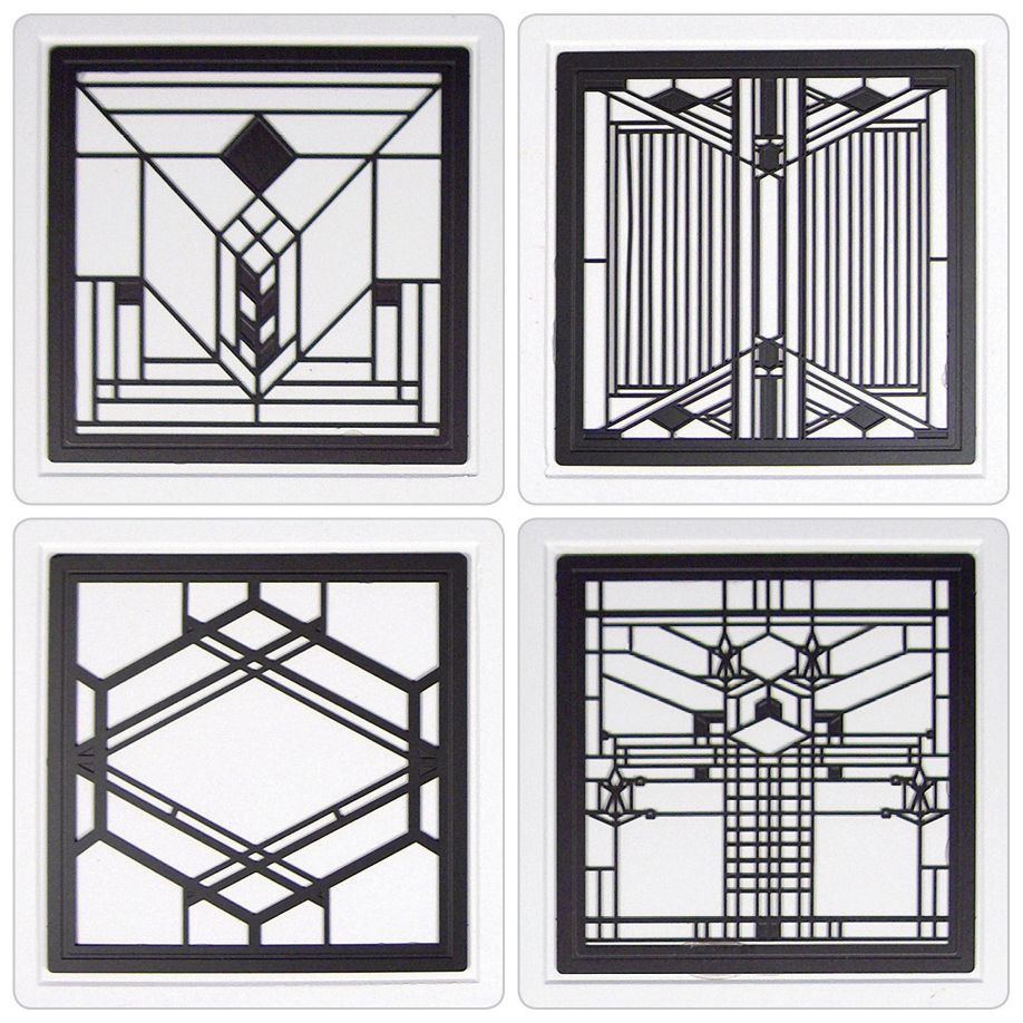 Hindostone Set of 4 Art II Glass Metal Inserts Coasters