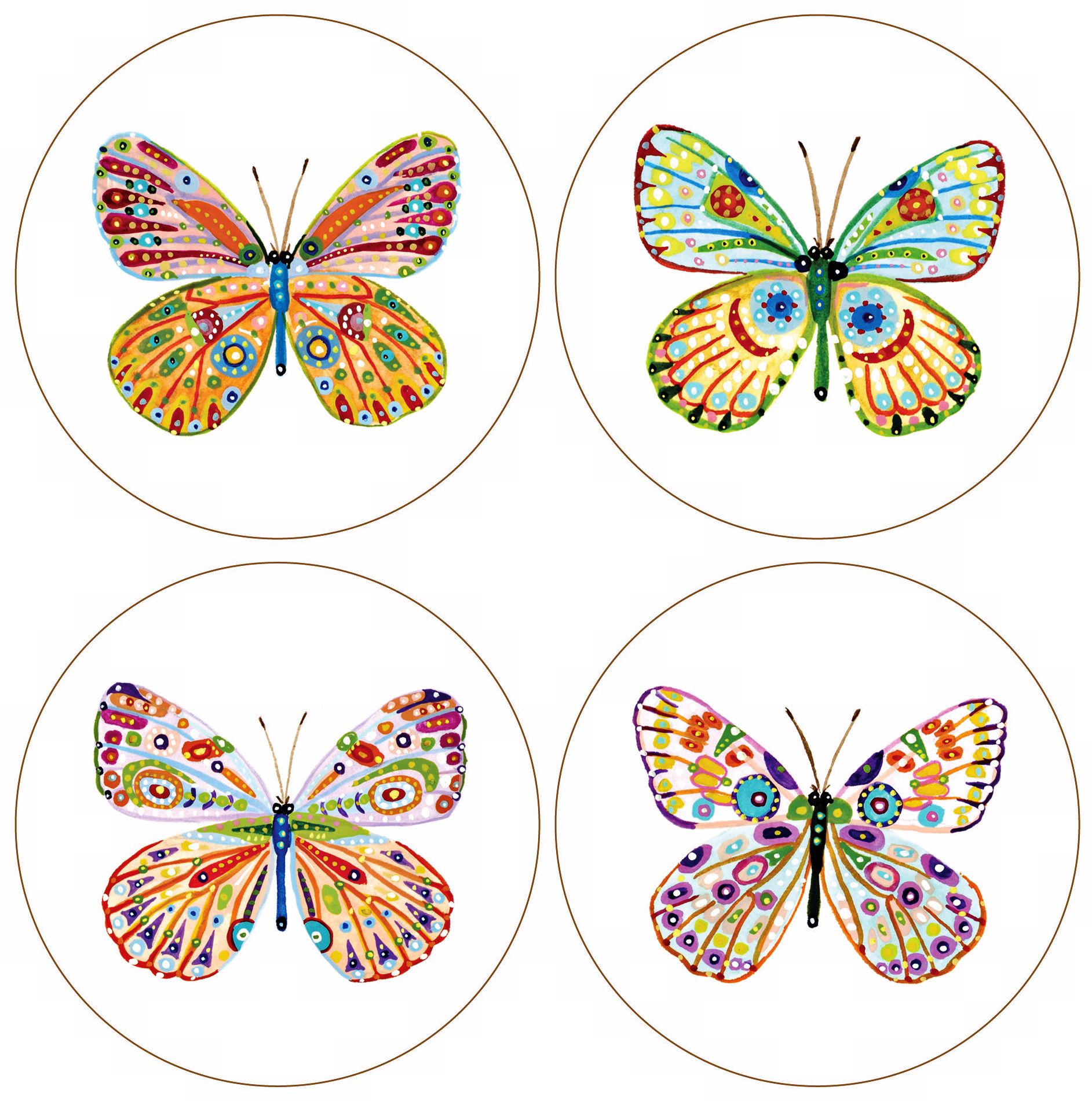 Hindostone Set of 4 Butterflies Coasters