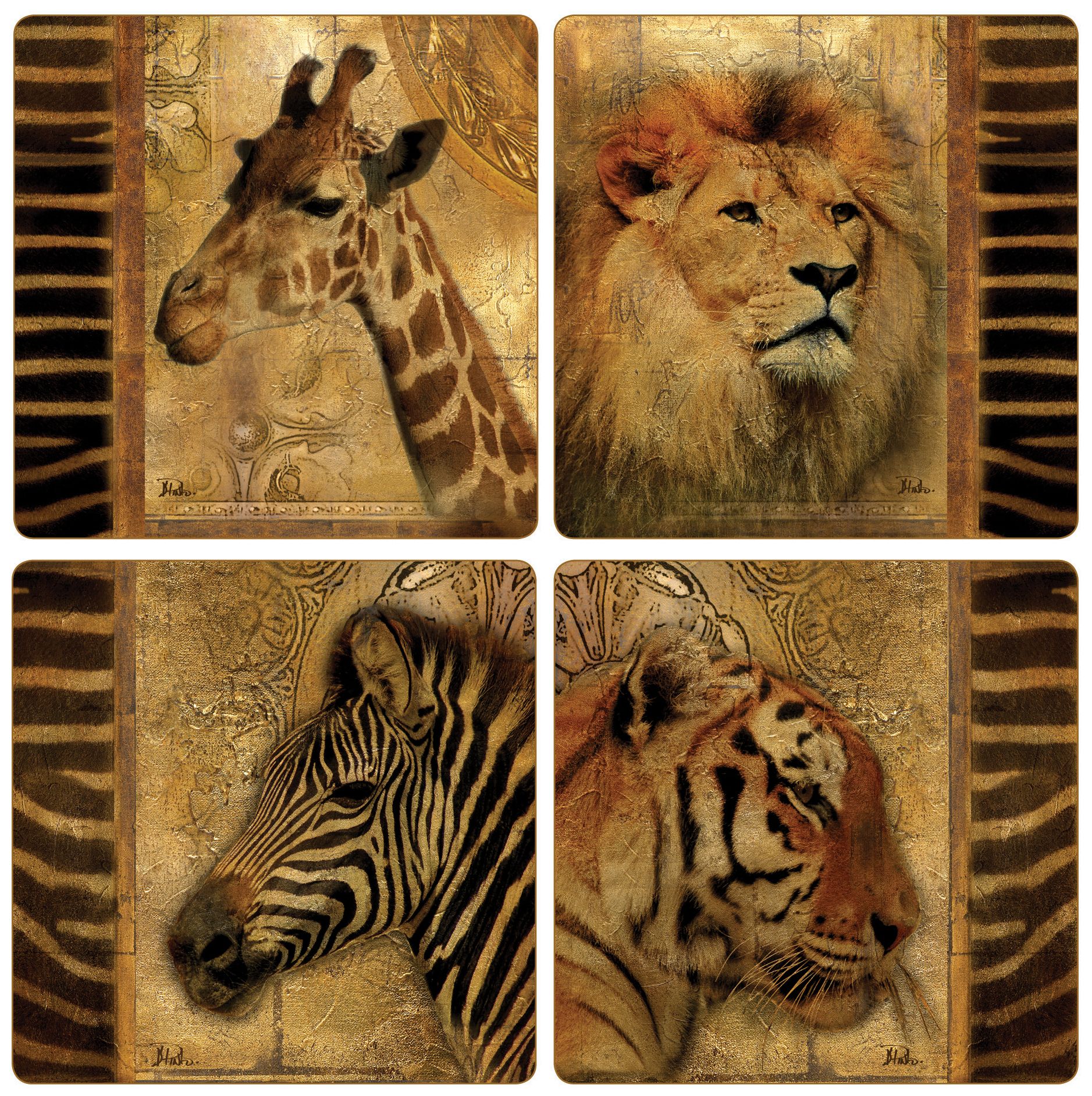 Hindostone Set of 4 Elegant Safari Coasters
