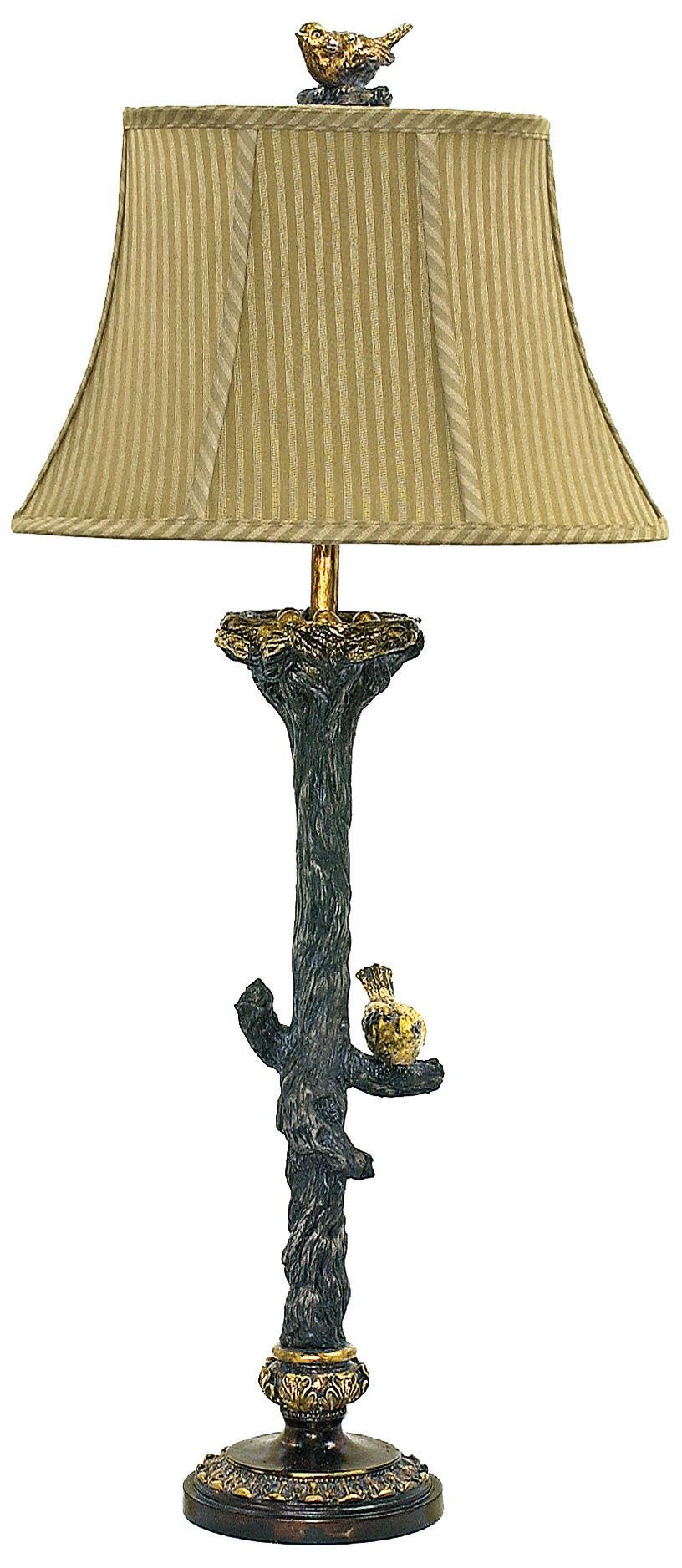Bird On Branch Black and Gold Leaf Table Lamp