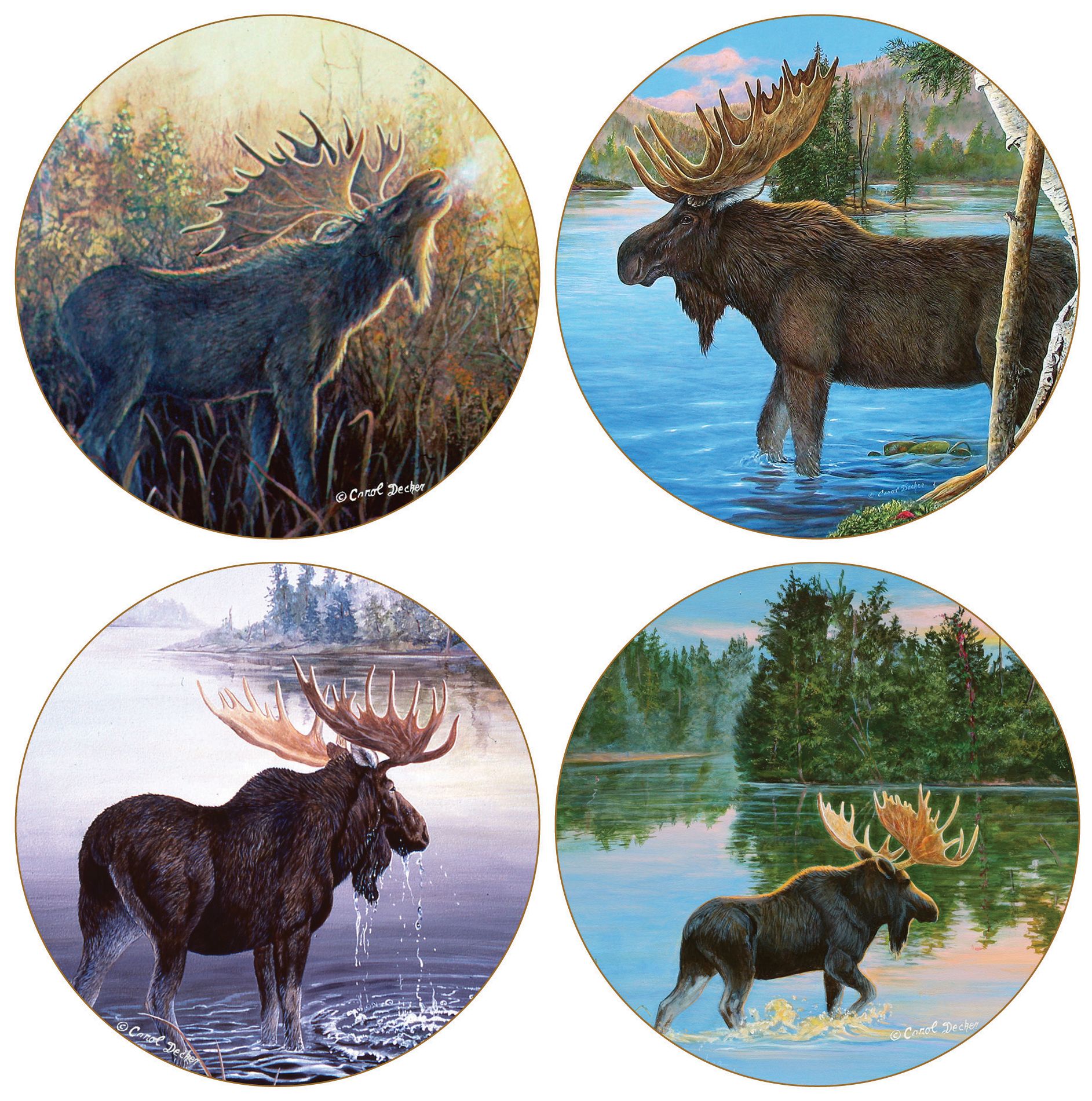 Hindostone Set of 4 Sandstone Moose Coasters