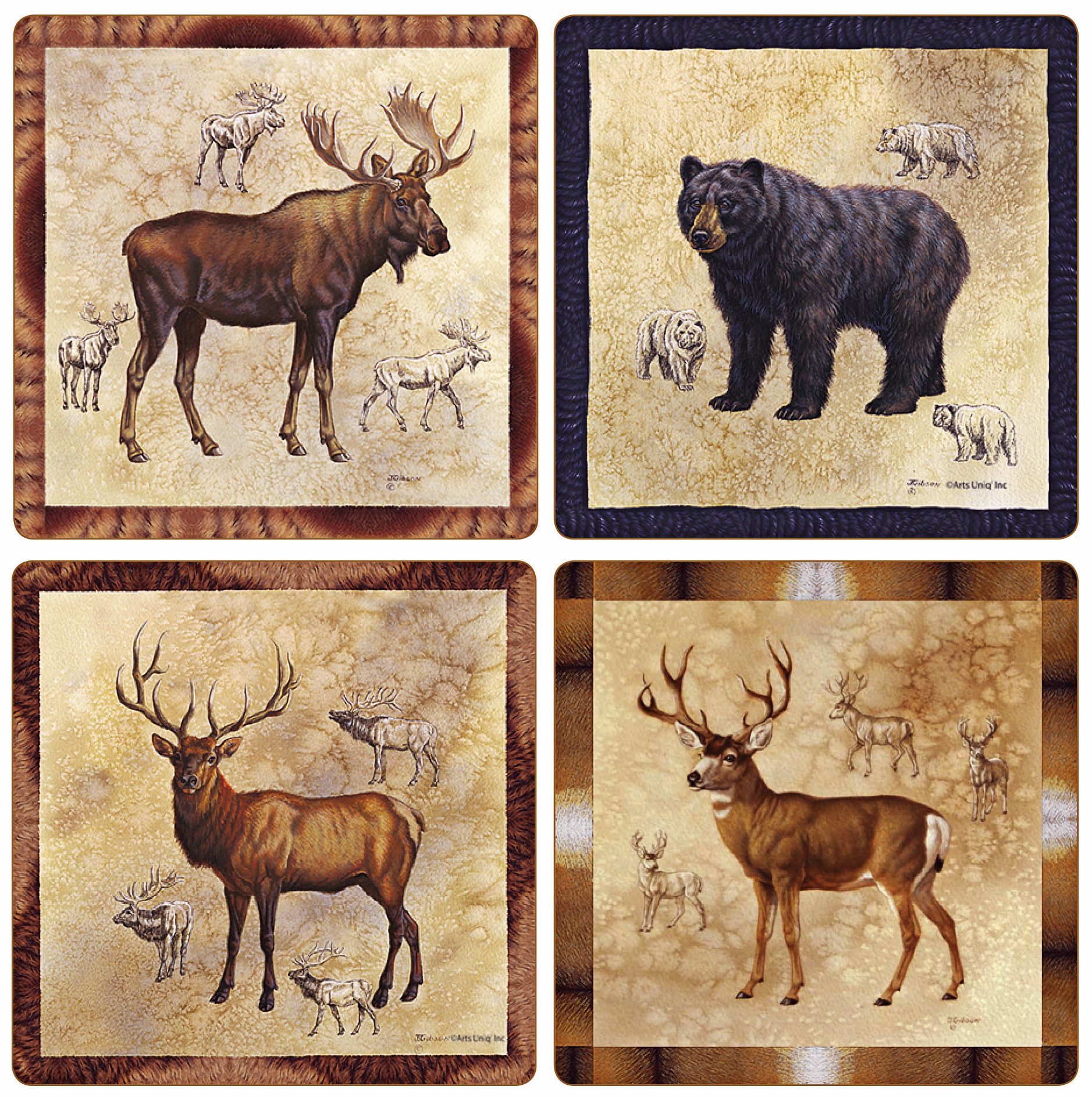 Hindostone Set of 4 Northwest Animals Coasters