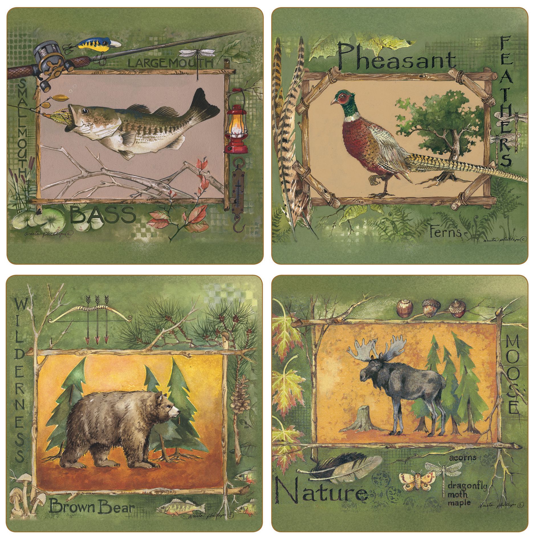 Hindostone Set of 4 Wilderness Coasters