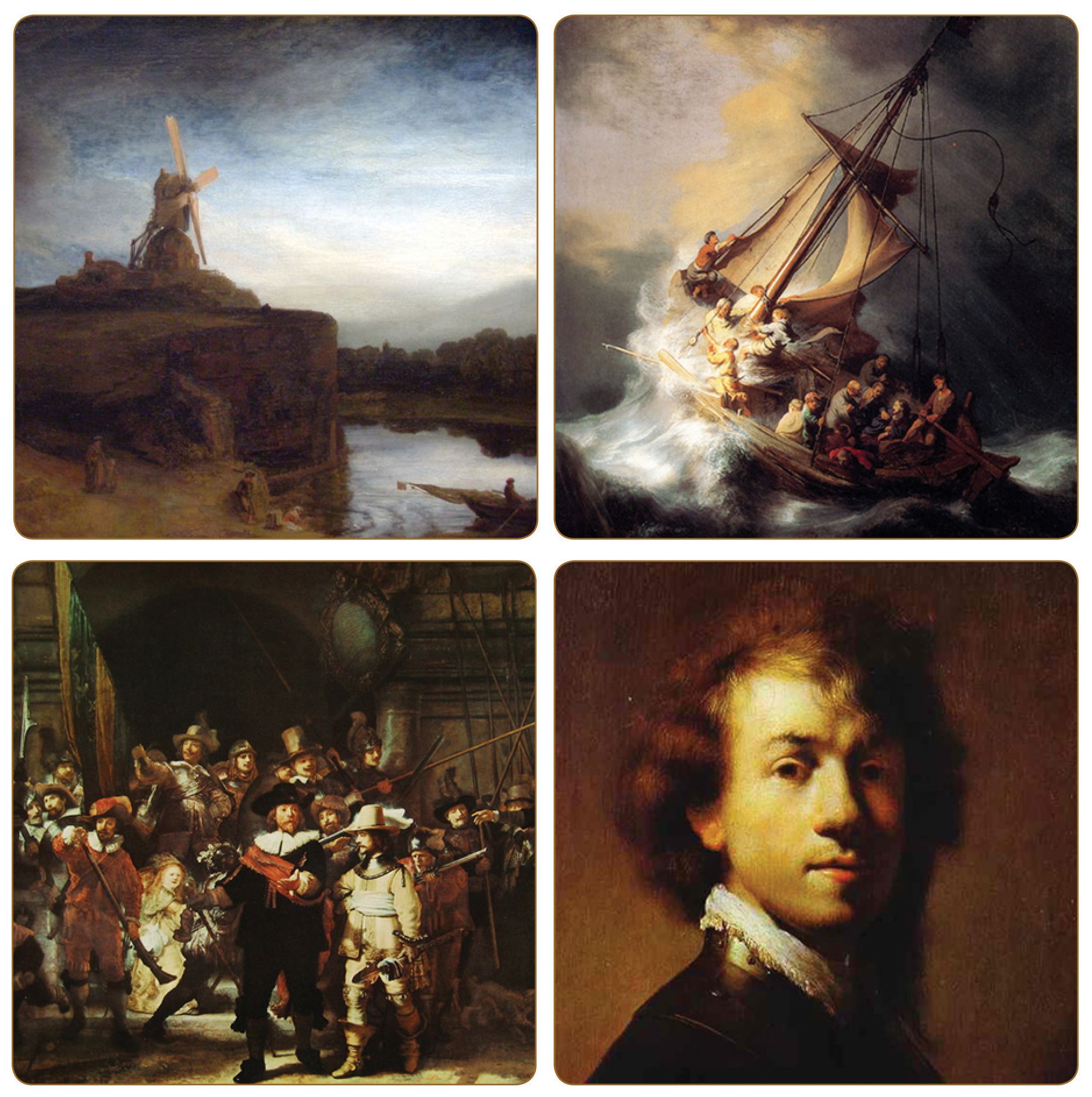 Hindostone Set of 4 Rembrandt Coasters