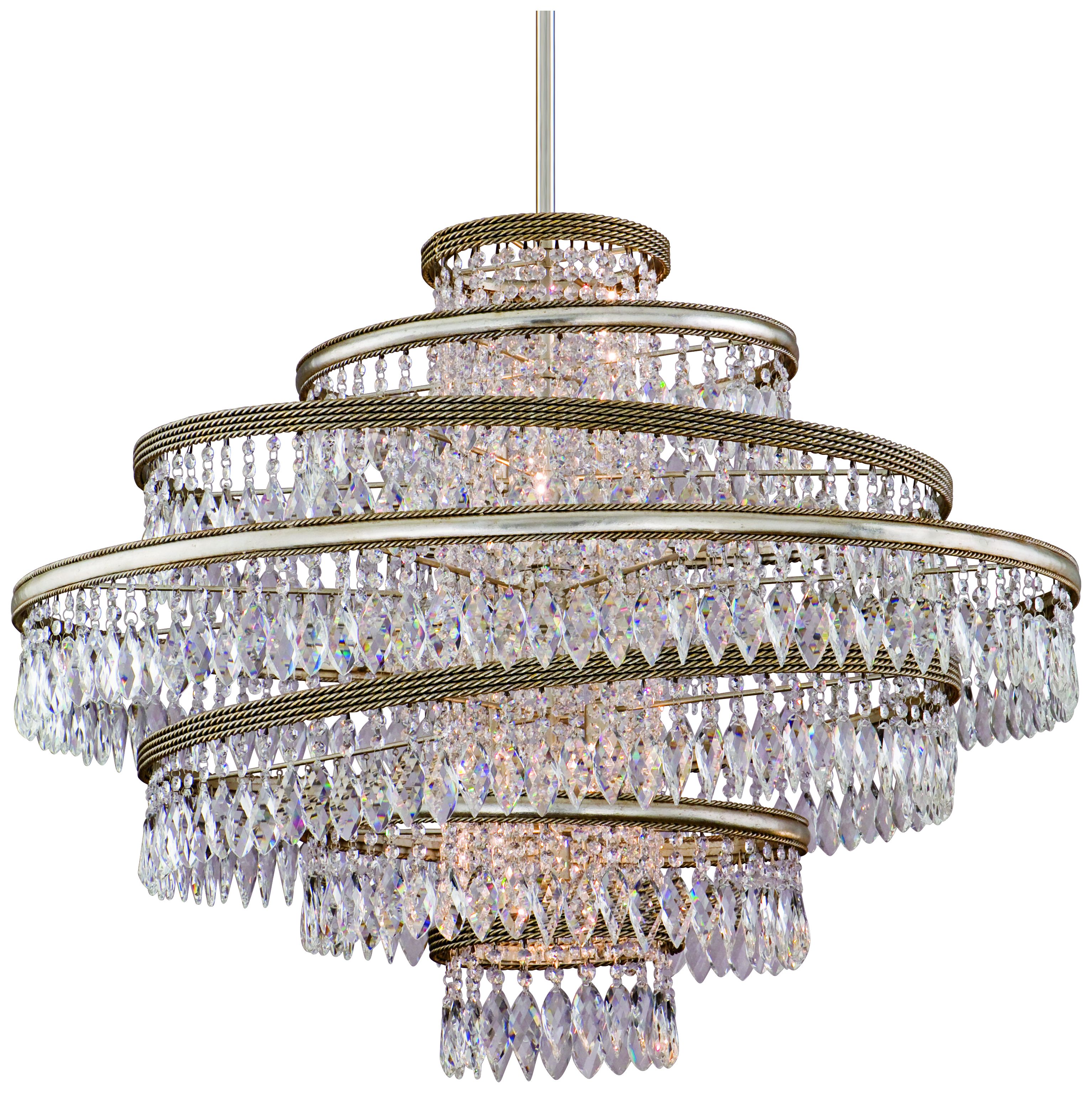 Diva Silver Gold and Crystal 30" Wide Corbett Pendant Light