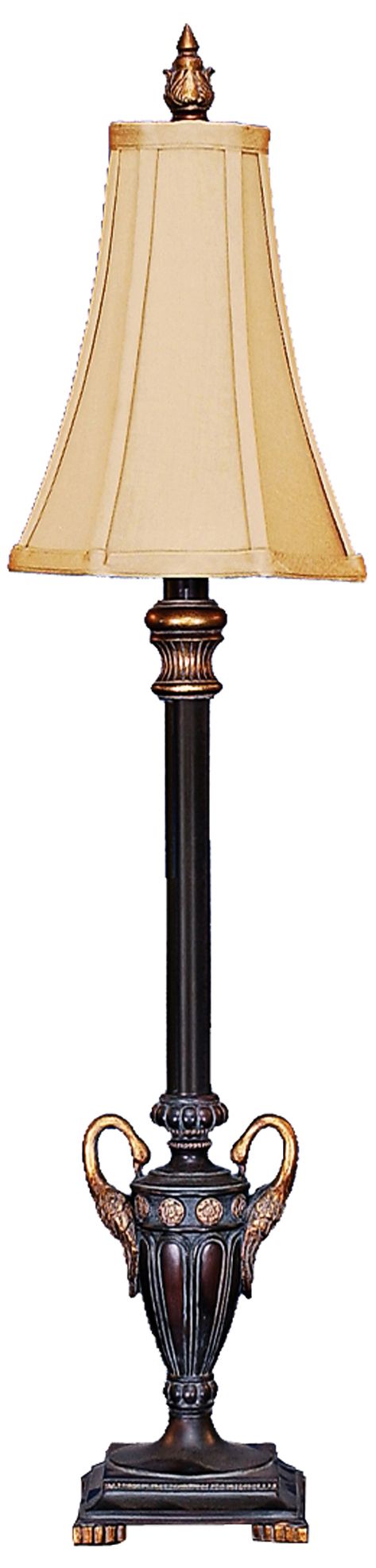 Double Swan Black and Gold Leaf Table Lamp