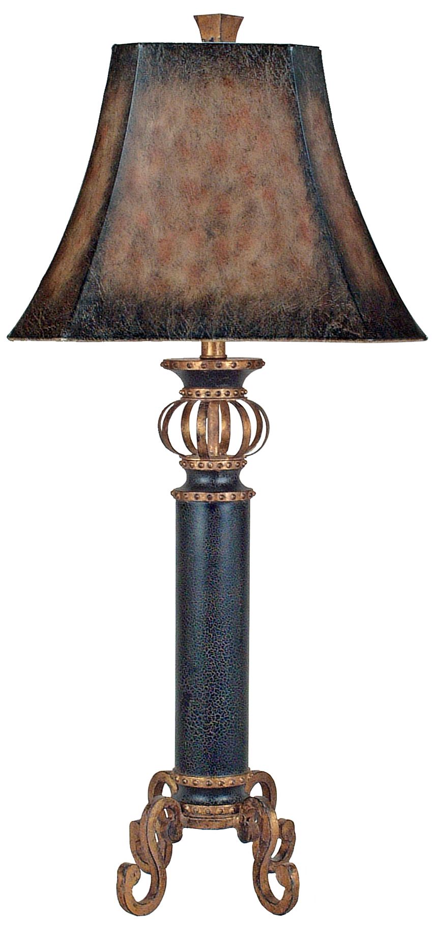 Iron Footed Column Crackled Black Table Lamp