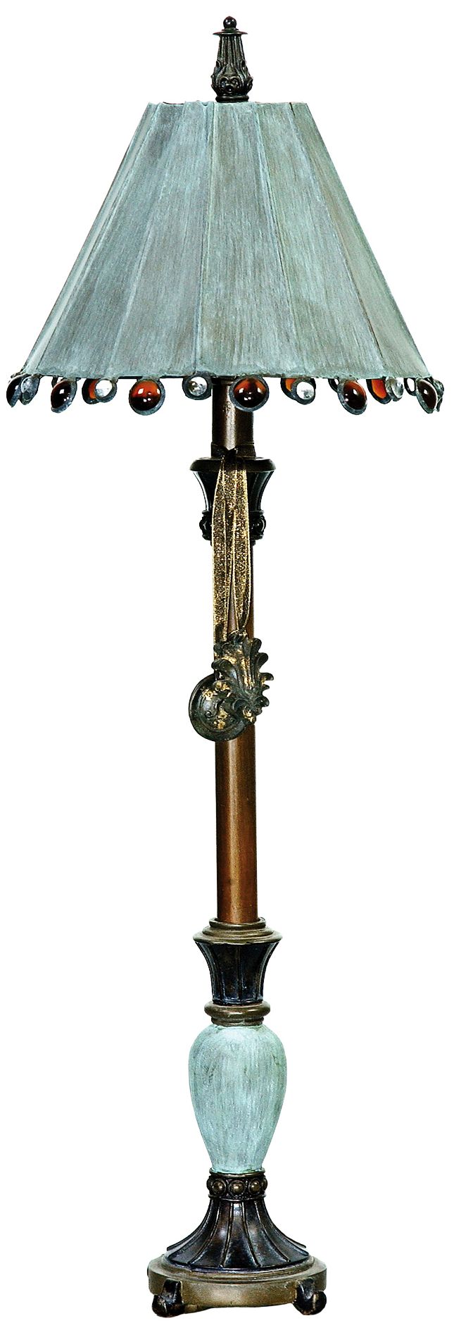 Rustic Tiffany Cambridge Bronze and Blue Table Lamp
