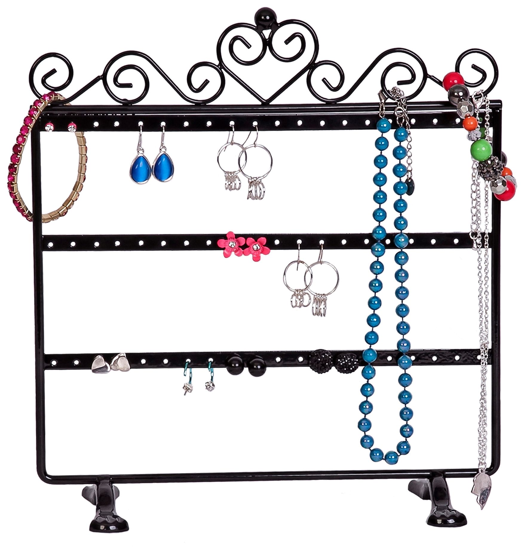 Mele & Co. Kara Metal Scroll and Heart Black Jewelry Stand