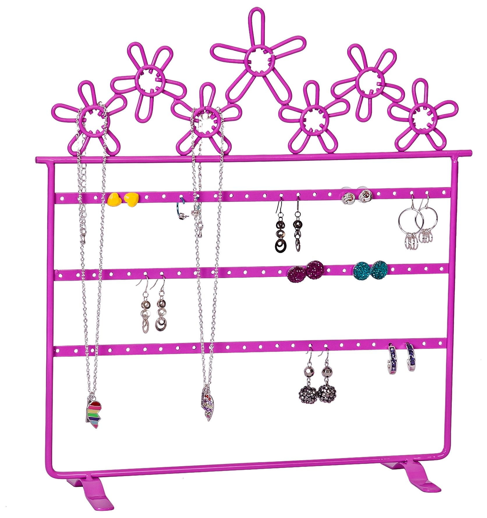 Mele & Co. Flora Metal Daisies Pink Jewelry Stand