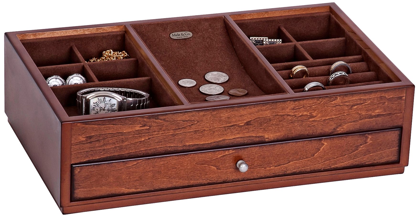 Mele & Co. Landon Antique Walnut Wood Top Valet