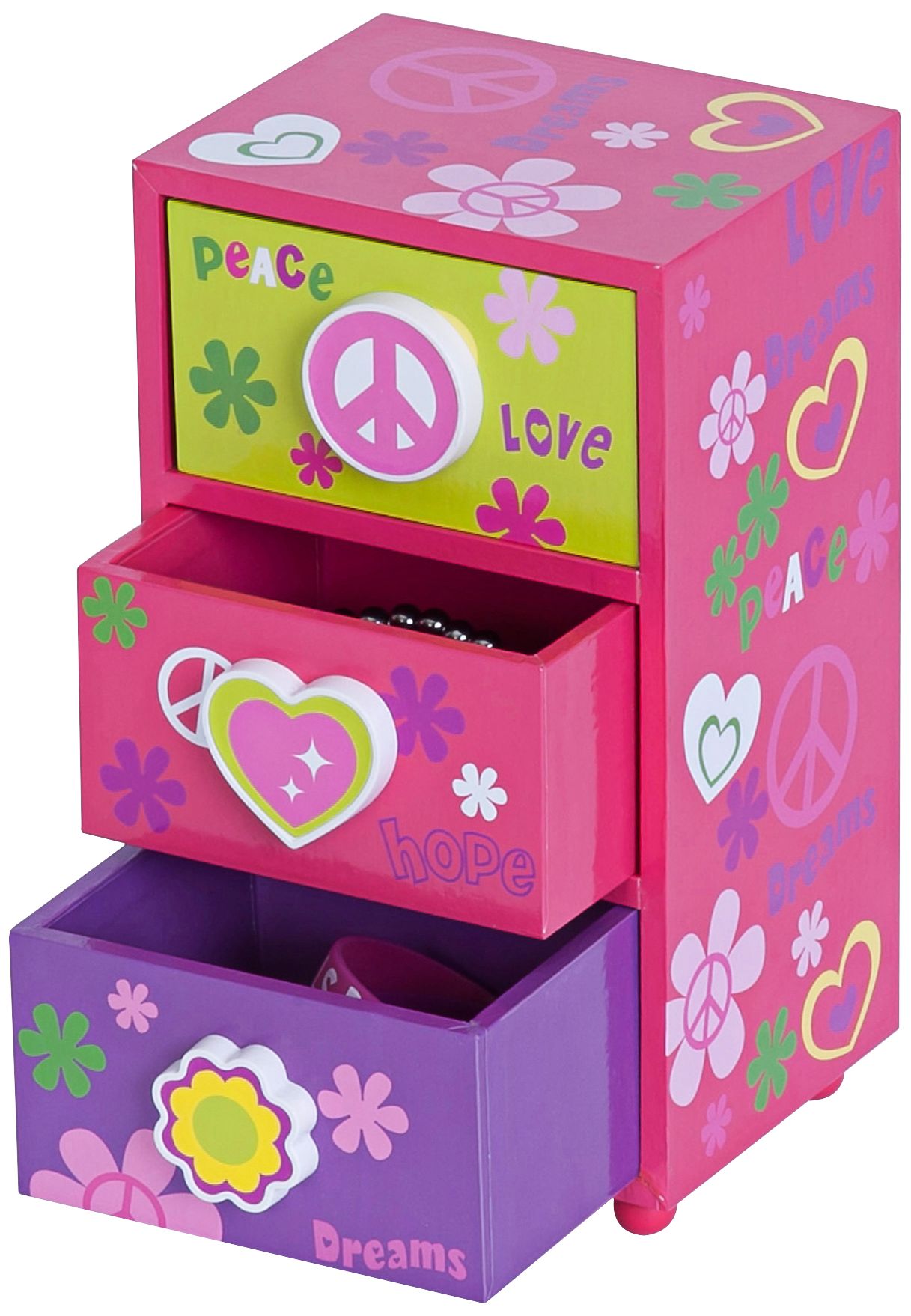 Mele & Co. Daisy Peace & Love Pink Jewelry Box