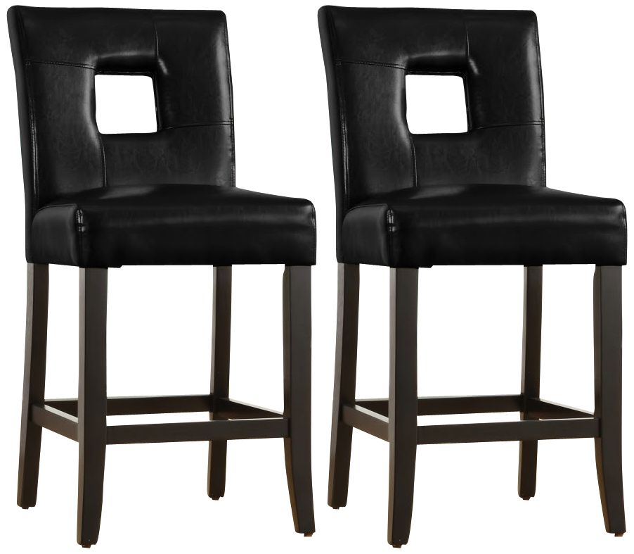 HomeBelle Set of 2 Black Keyhole Counter Chairs