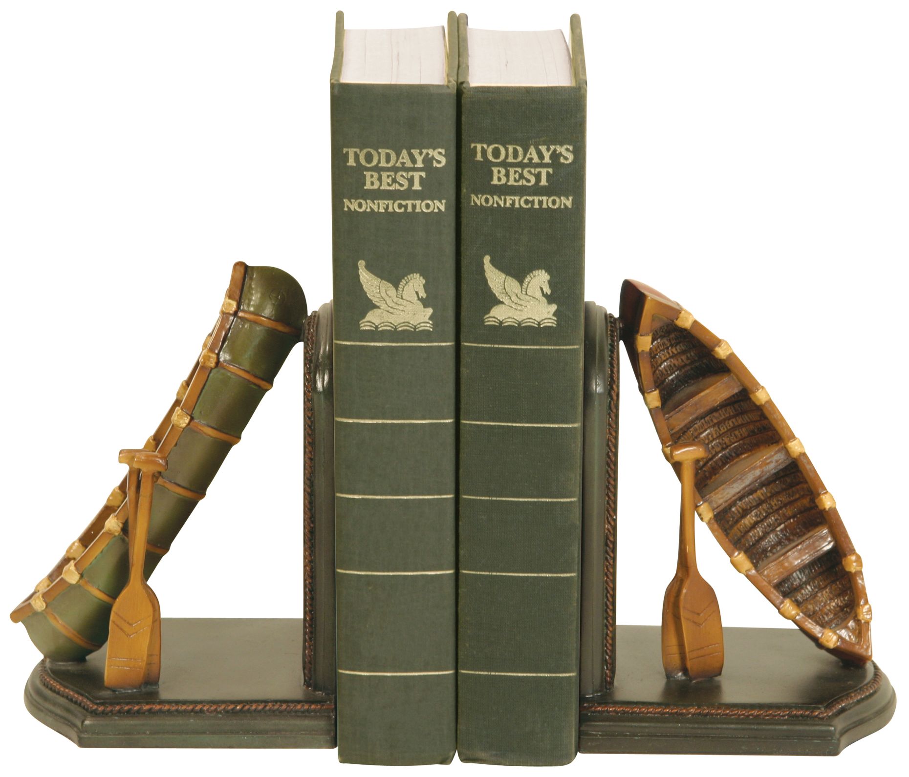 Set of 2 Camp Woebegone Brown and Green Canoe Bookends