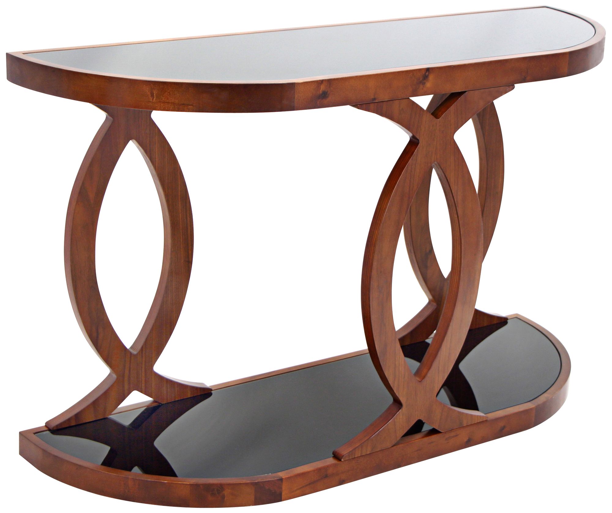 Peace Smoked Glass and Wood Console Table