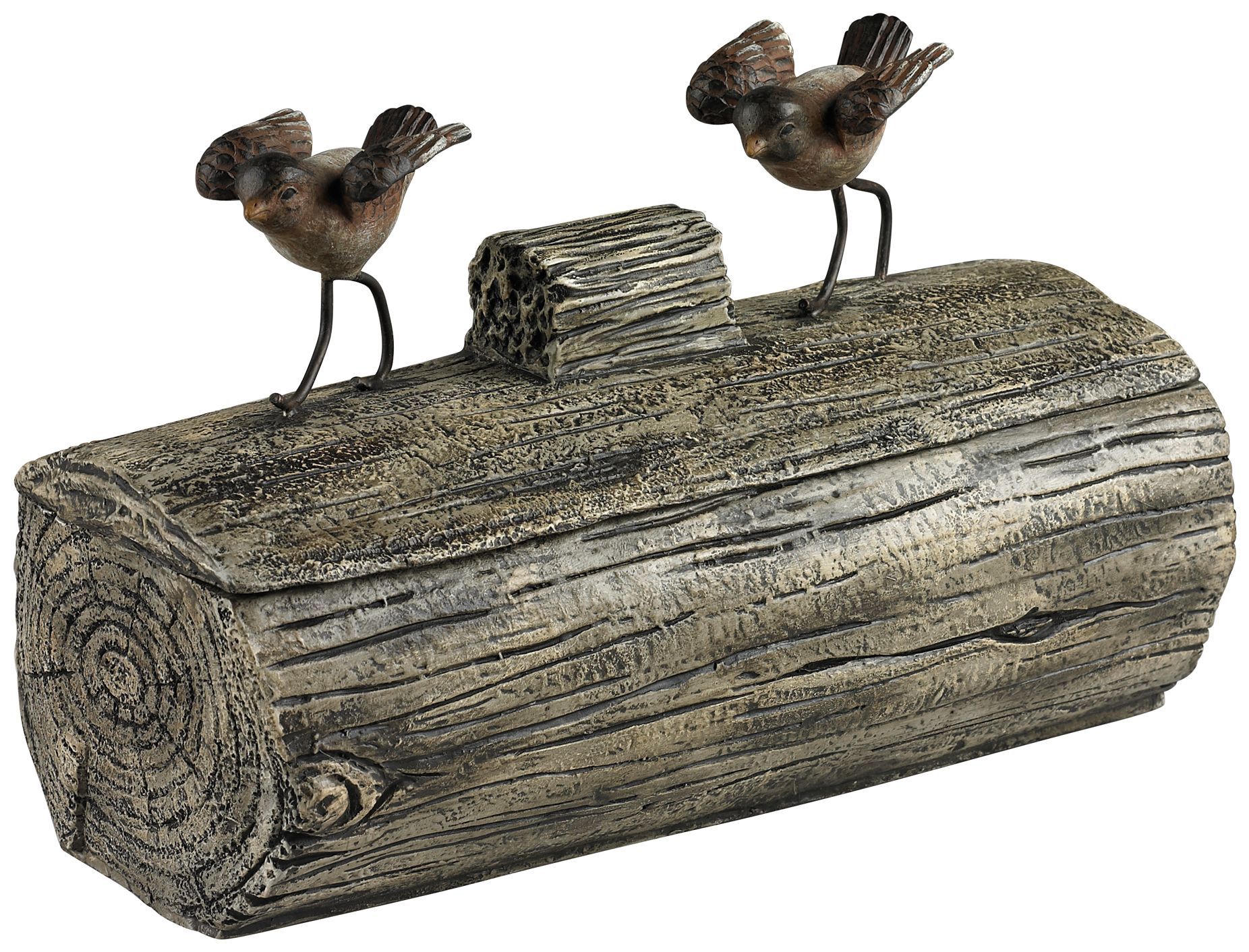 Little Birds on a Log Dark Grey Box