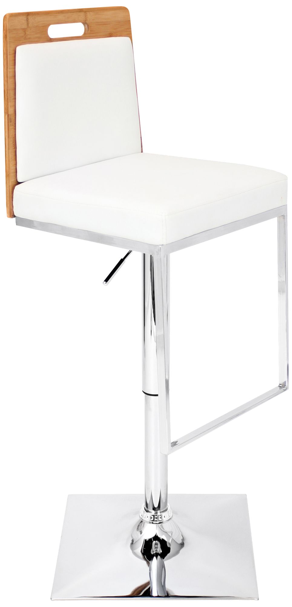 Upscale White and Natural Bamboo Barstool