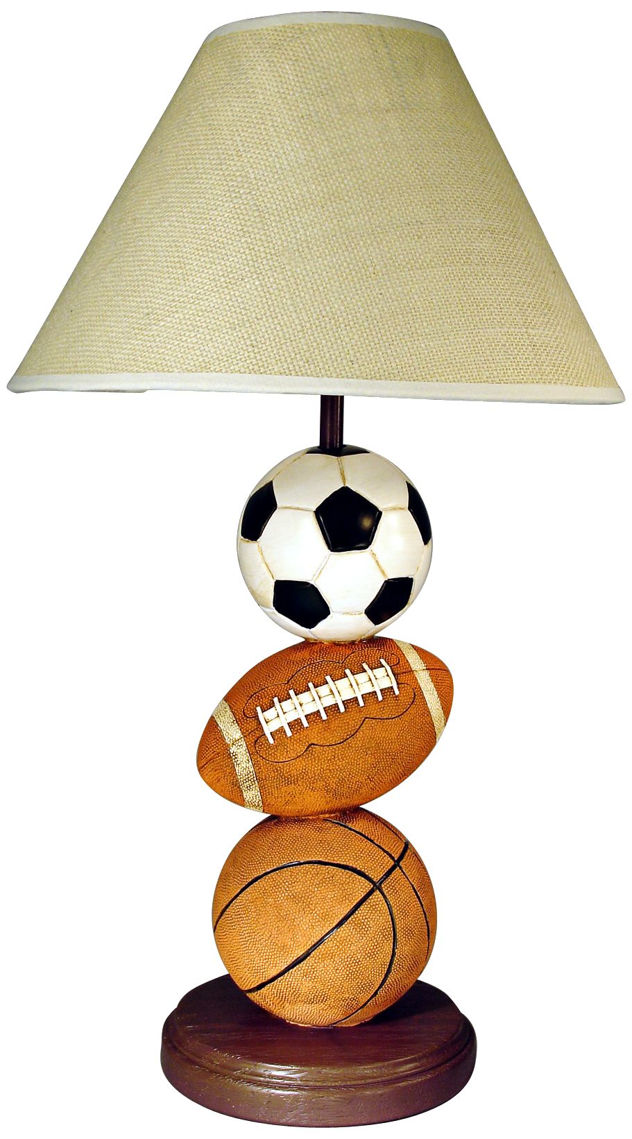 3-Ball Sports Themed 22.25" High Table Lamp With Shade
