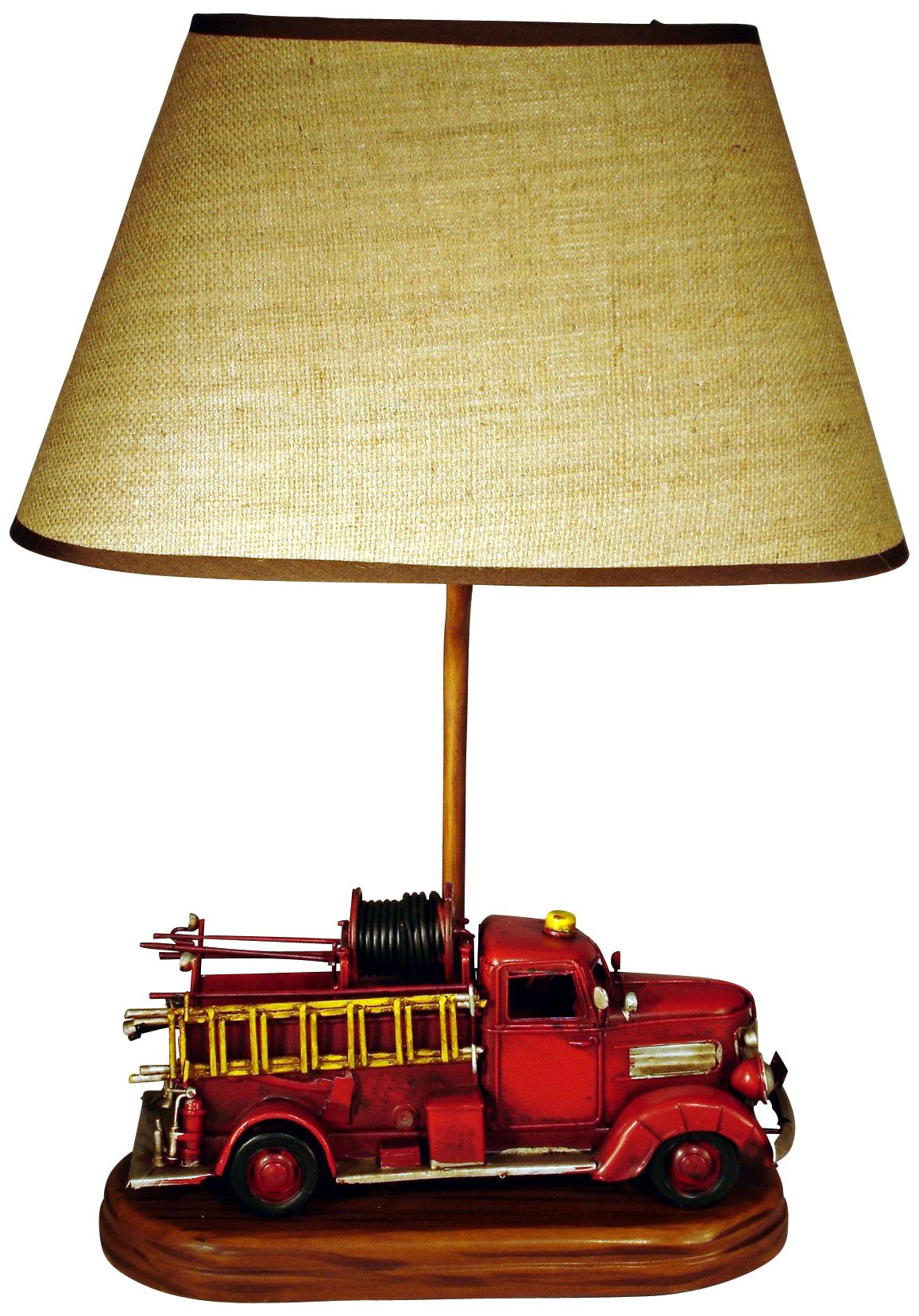 Fire Engine Themed 21.75" High Table Lamp With Shade