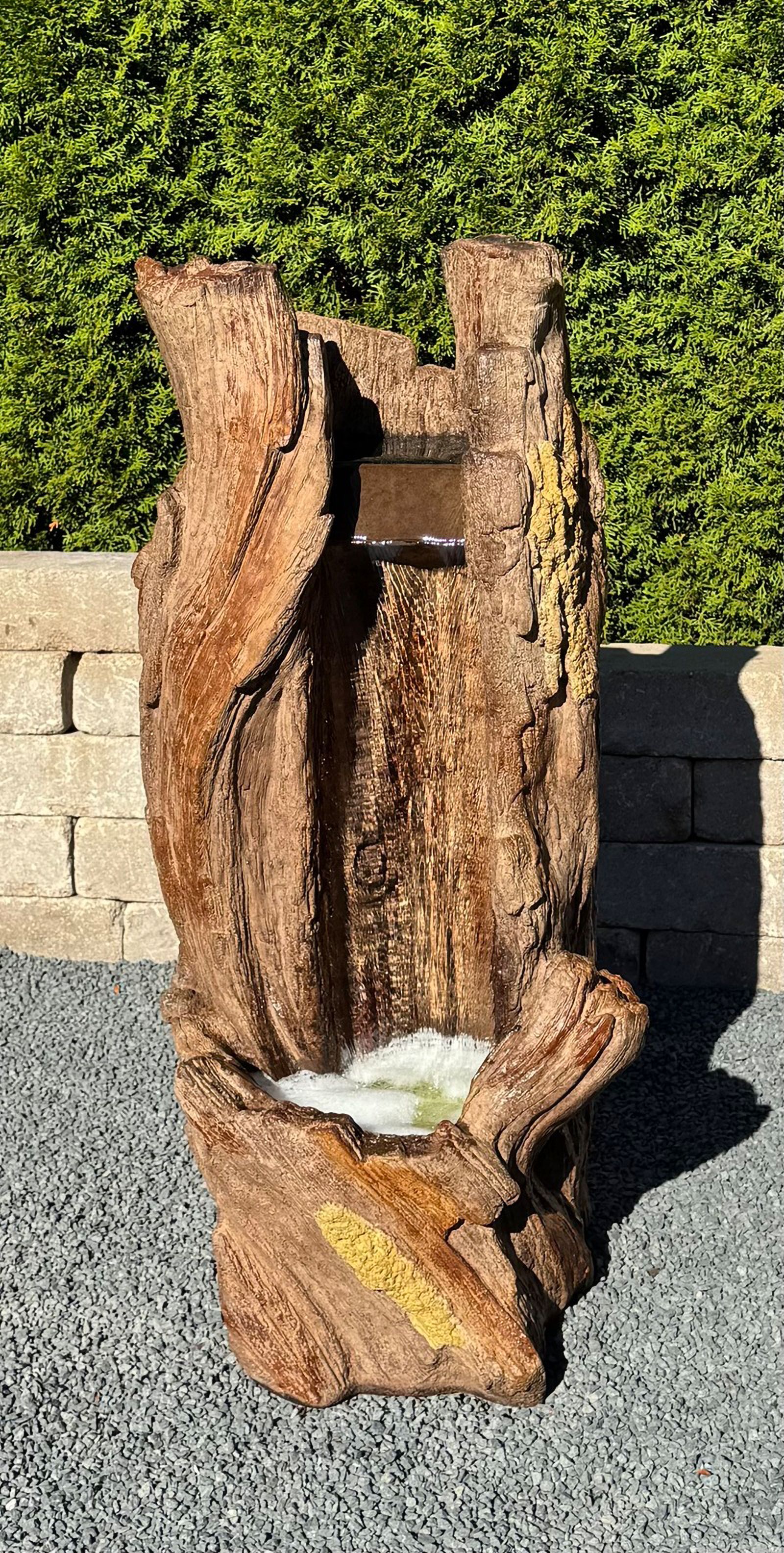 Waterfall Log Cast Stone Fountain