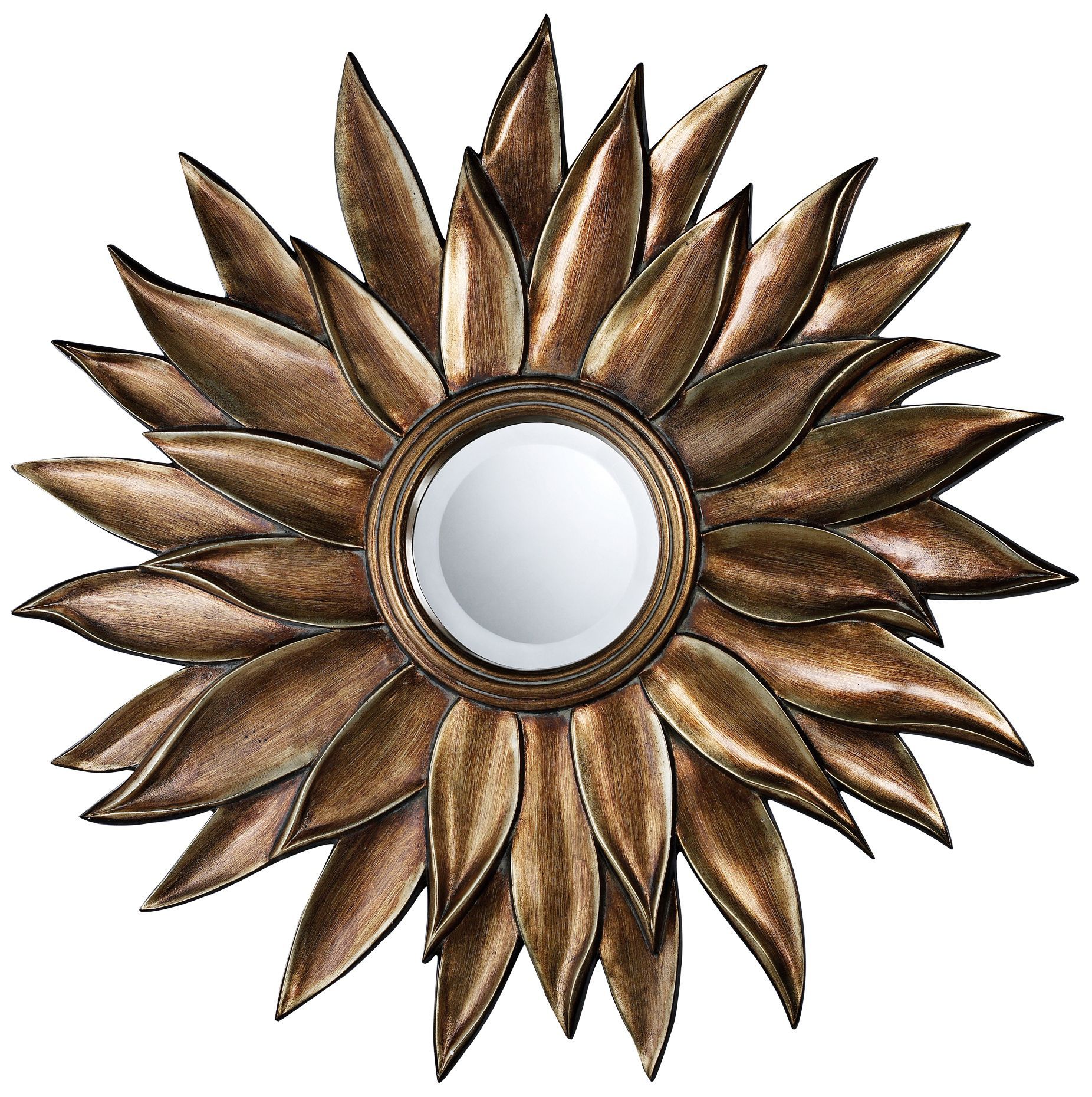 Prentiss 40" Round Flower Wall Mirror In Stonyford Finish