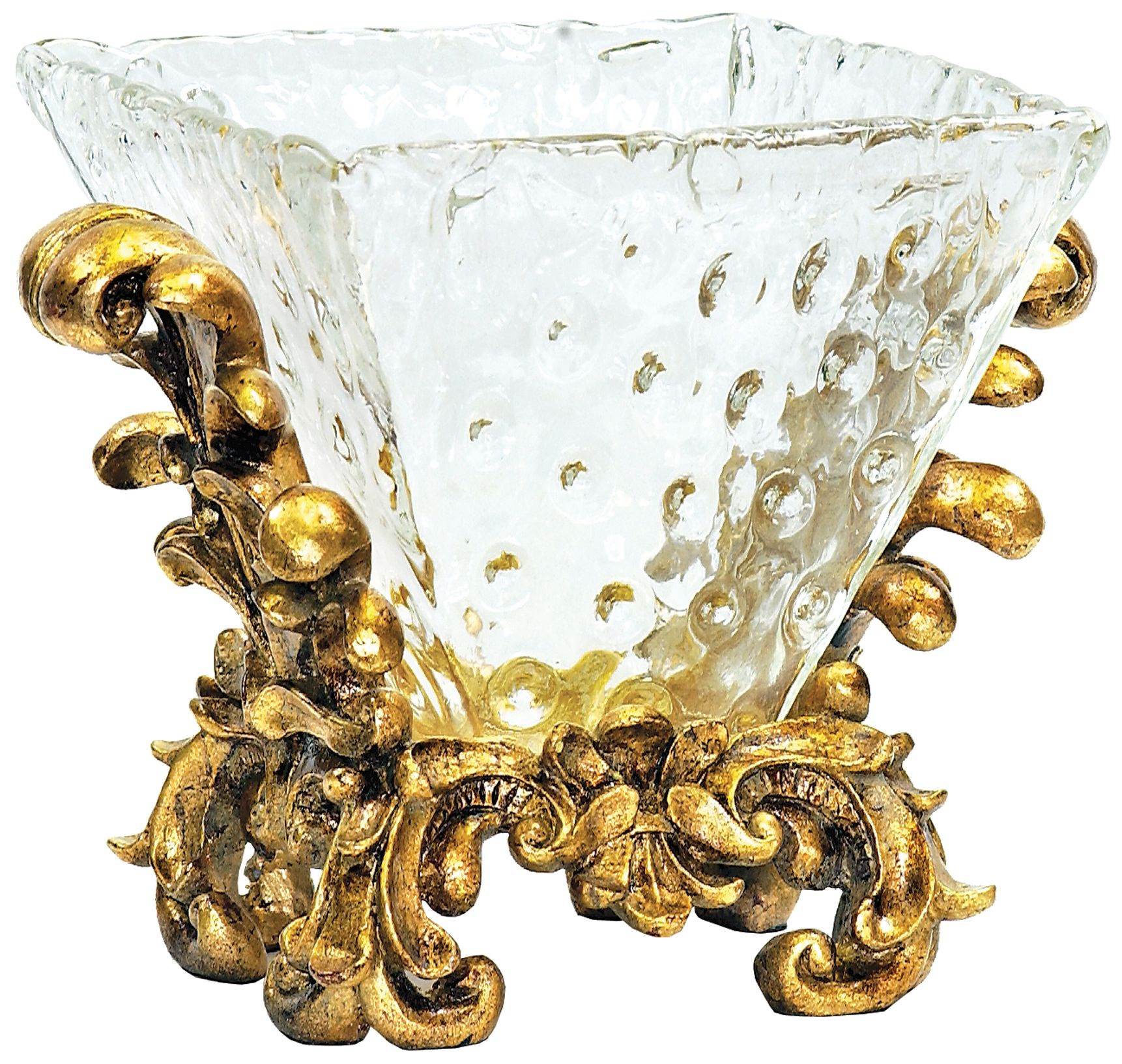 Fanciful Knob Gold and Glass Bowl